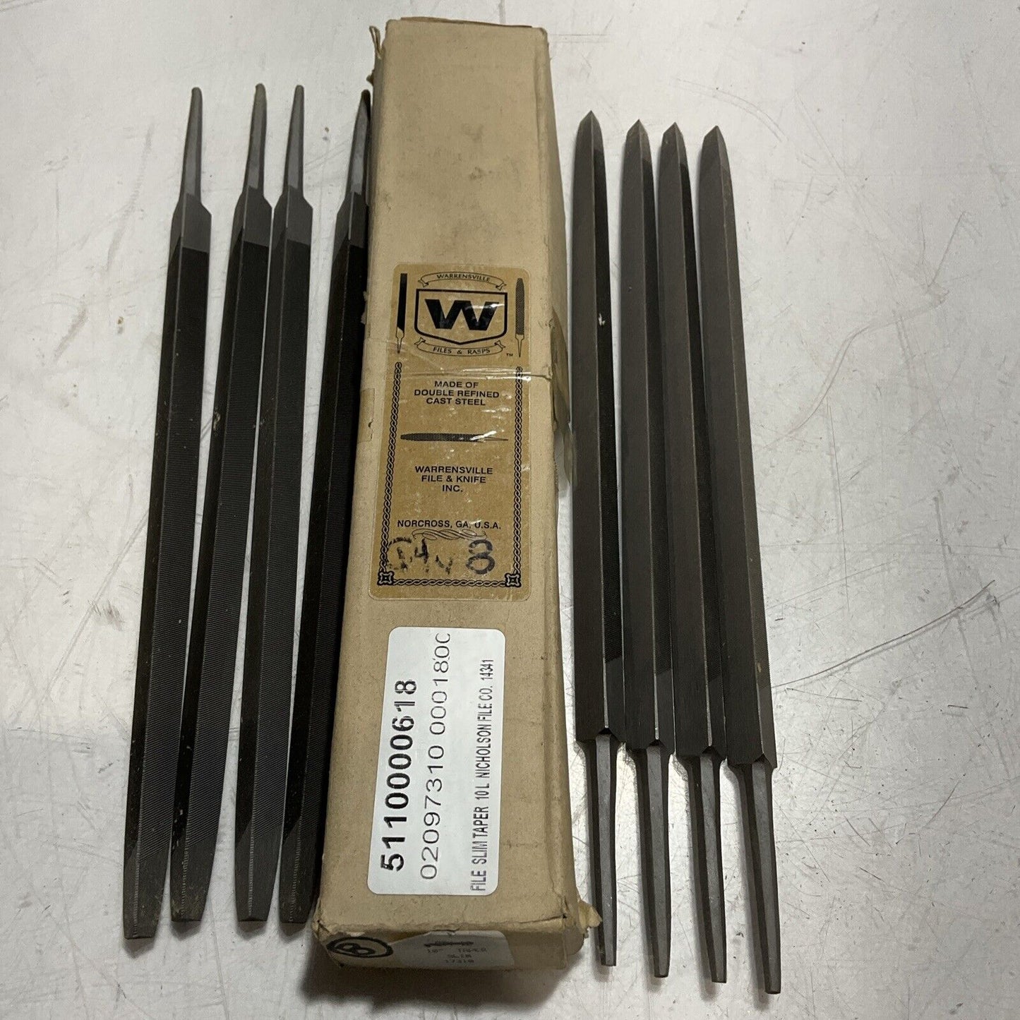 WARRENSVILLE 17310 14341 250M.M FILE SLIM TAPER 10L NICHOLSON FILE QTY 8 U3S