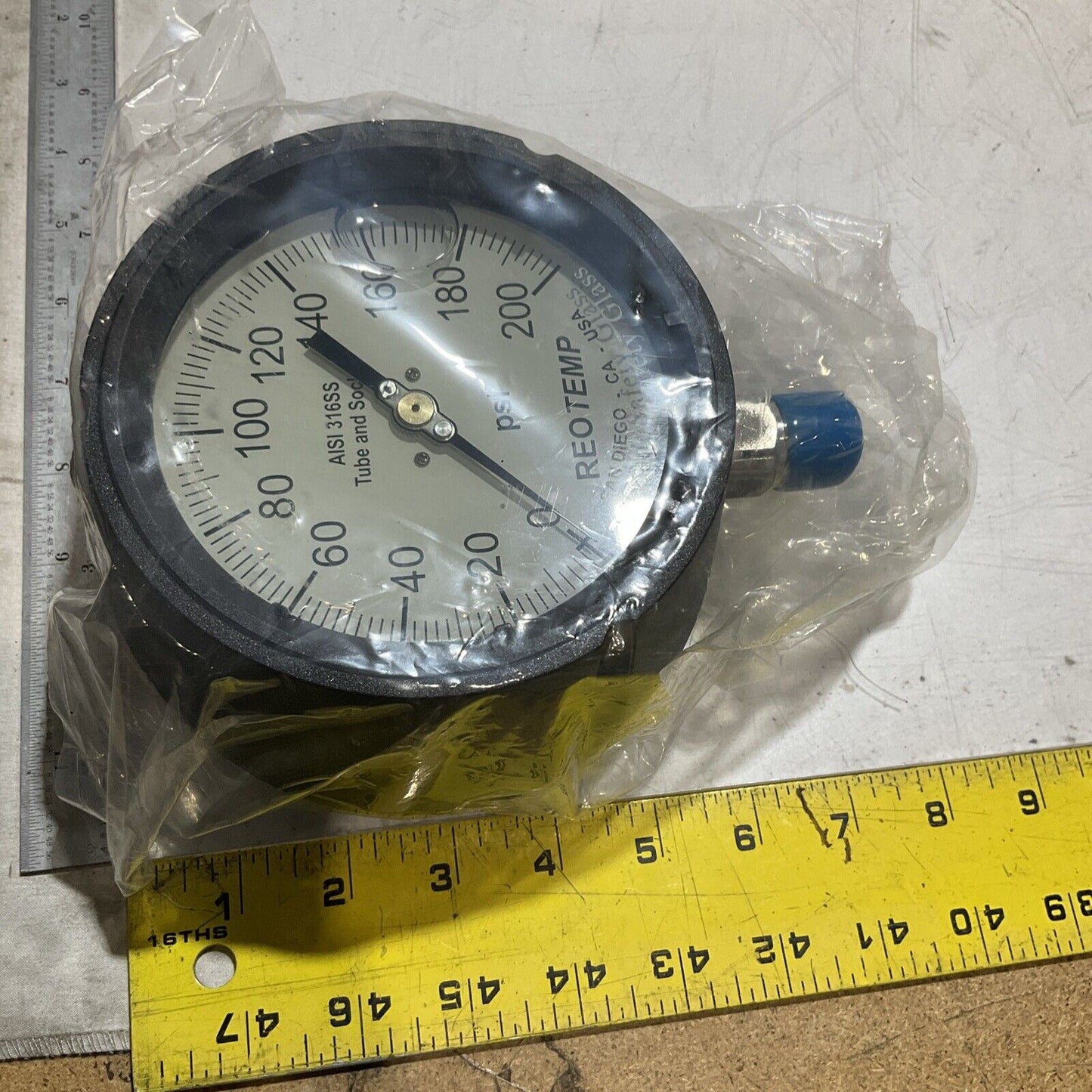 REOTEMP INSTRUMENTS PT45P1A2P20GT GAUGE PRESSURE GLYCERERINE FILLED 4-1/2 373