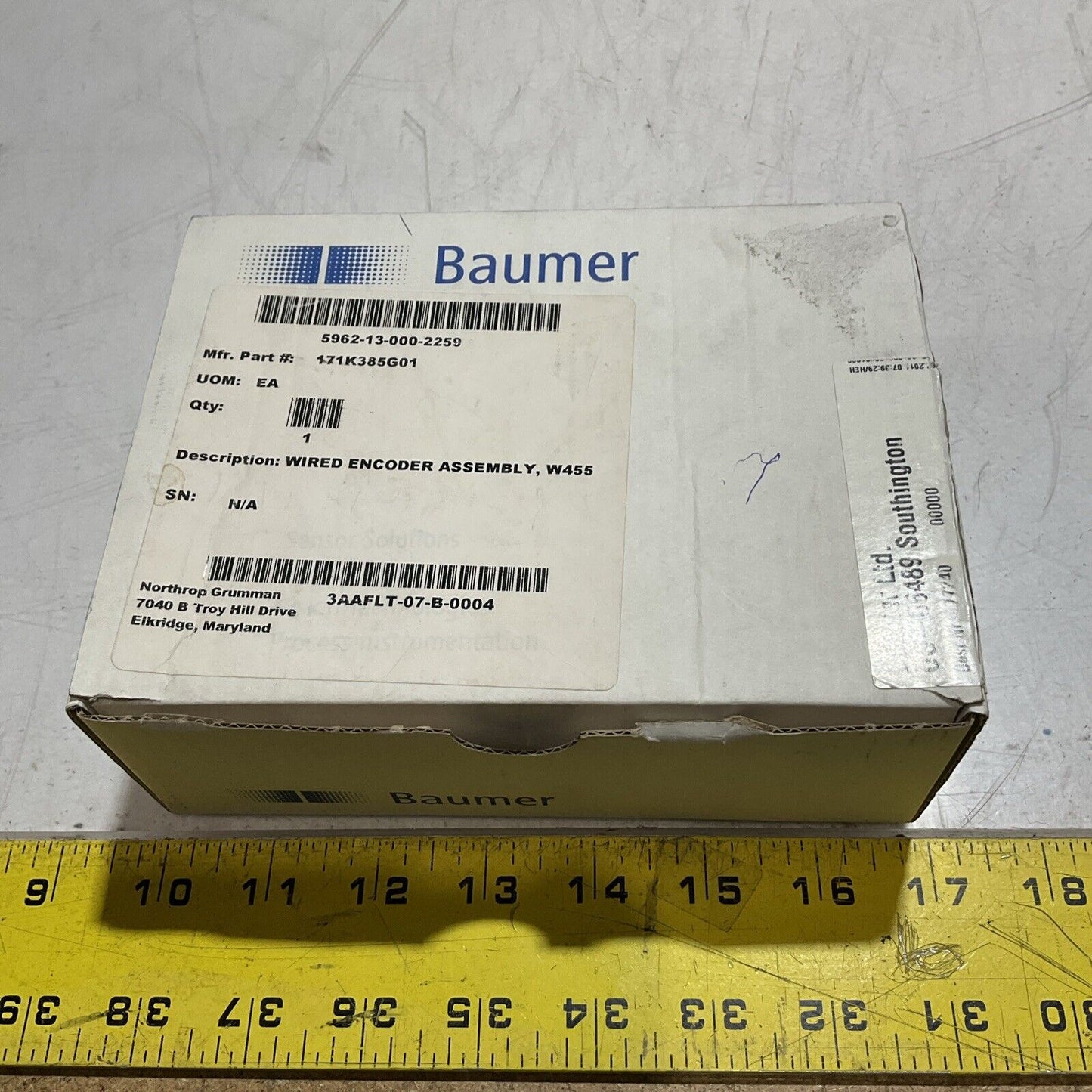BAUMER BHF 16.05A2000/10600158 CH-8501 FRAUENFELD WIRED ENCODER ASSY W455 U3S