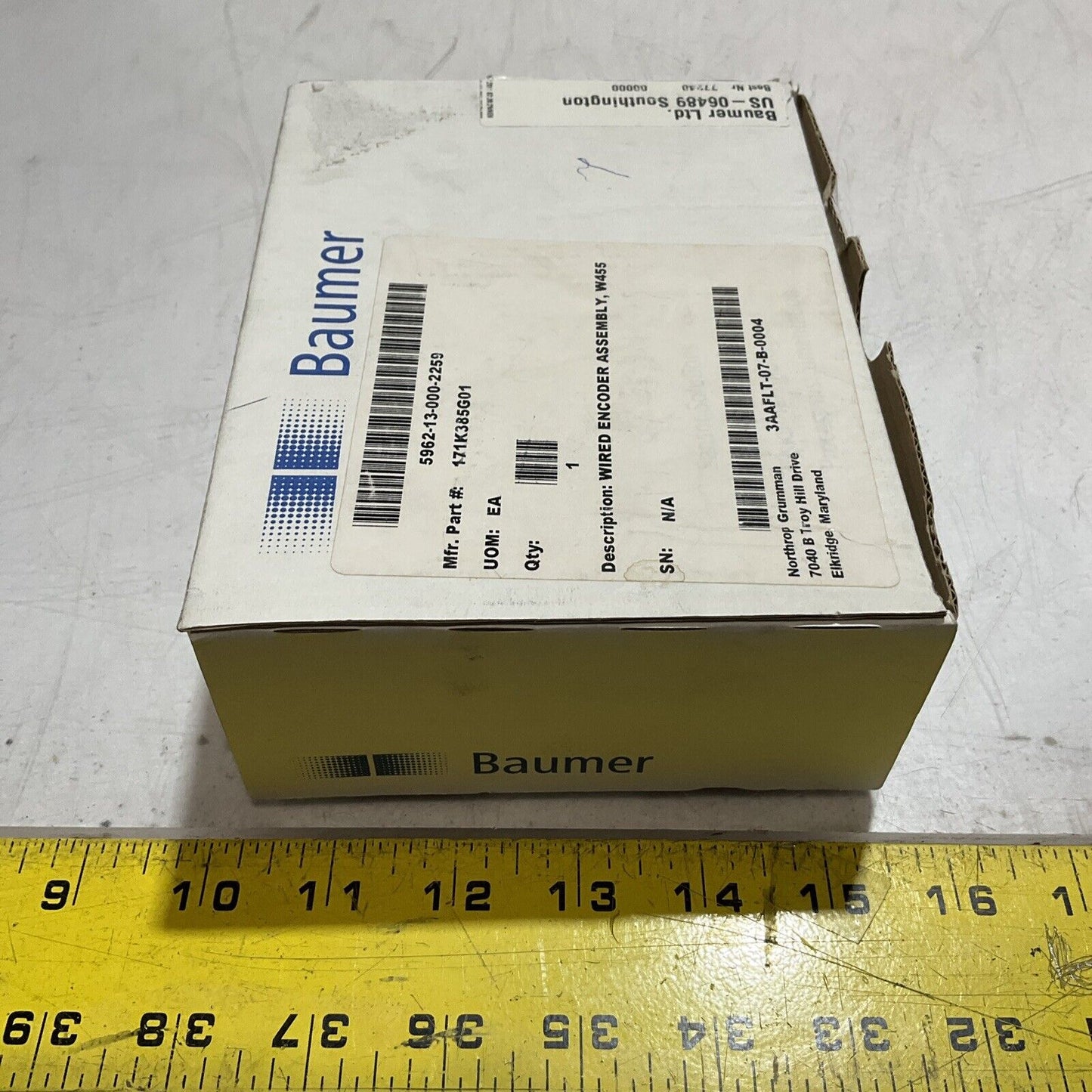 BAUMER BHF 16.05A2000/10600158 CH-8501 FRAUENFELD WIRED ENCODER ASSY W455 U3S