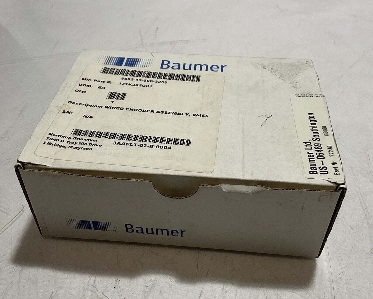 BAUMER BHF 16.05A2000/10600158 CH-8501 FRAUENFELD WIRED ENCODER ASSY W455 U3S