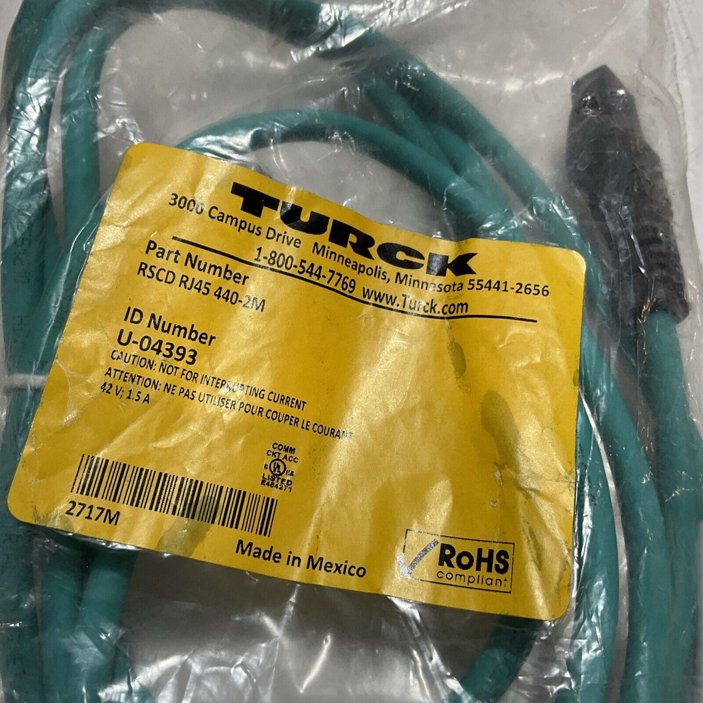 TURCK RSCDRJ45440-2M ID U-04393 SENSOR CORDSET U3S