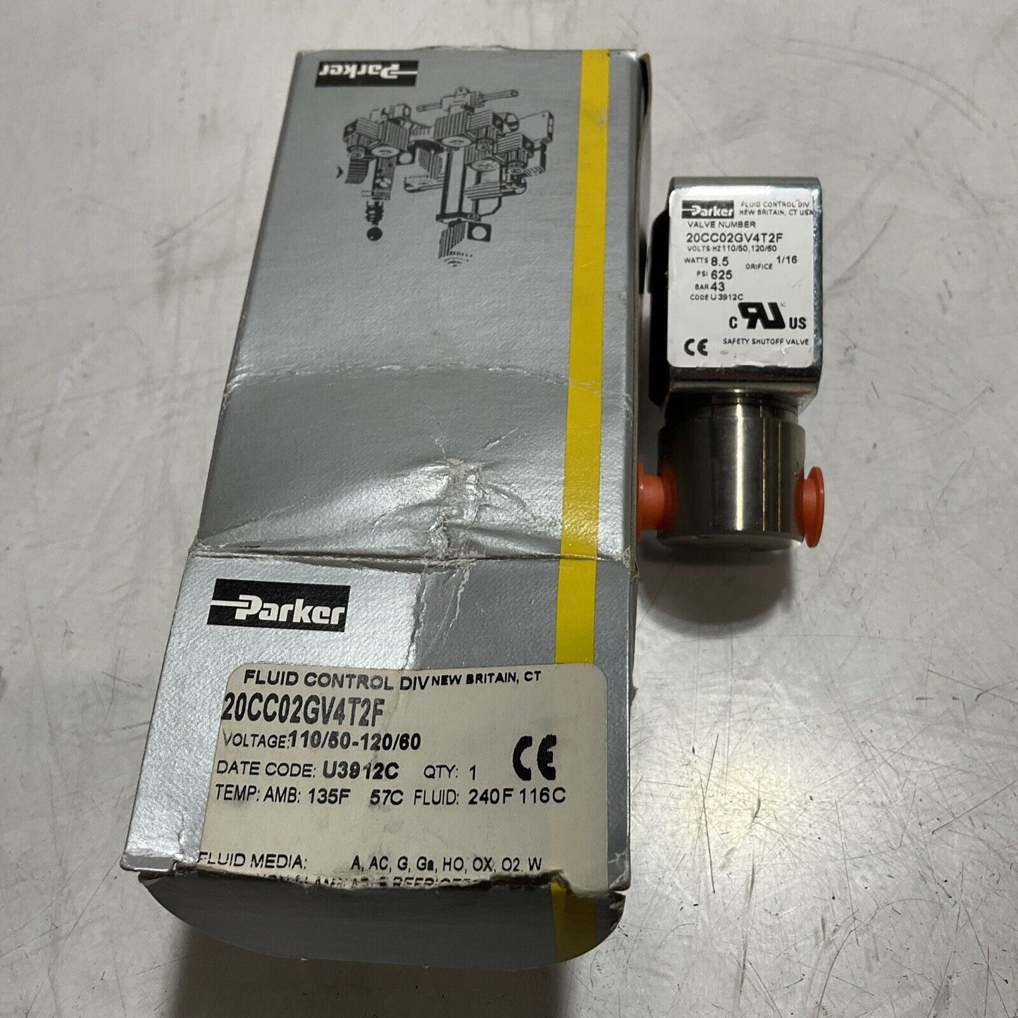 PARKER 20CC02GV4T2F FLUID CONTROL DIVISION VALVE, 2 WAYS SERIES 204 U3S