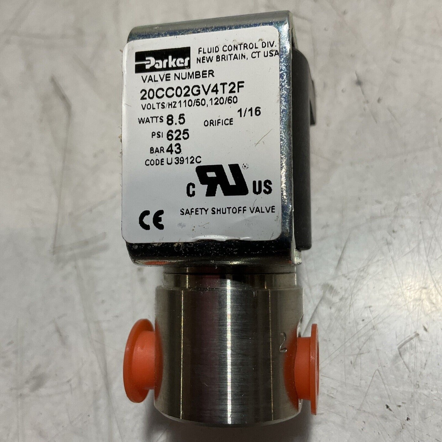 PARKER 20CC02GV4T2F FLUID CONTROL DIVISION VALVE, 2 WAYS SERIES 204 U3S