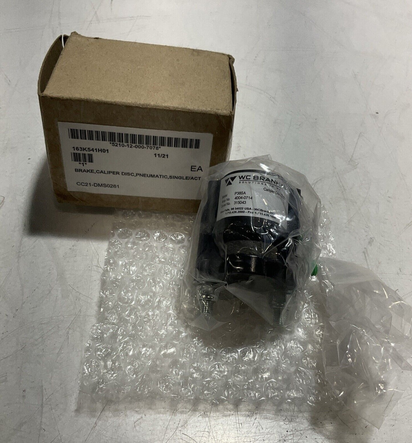 WC BRANHAM P38SA 4004-0714 PNEUMATIC SINGLE ACTION CALIPER DISC BRAKE U3S