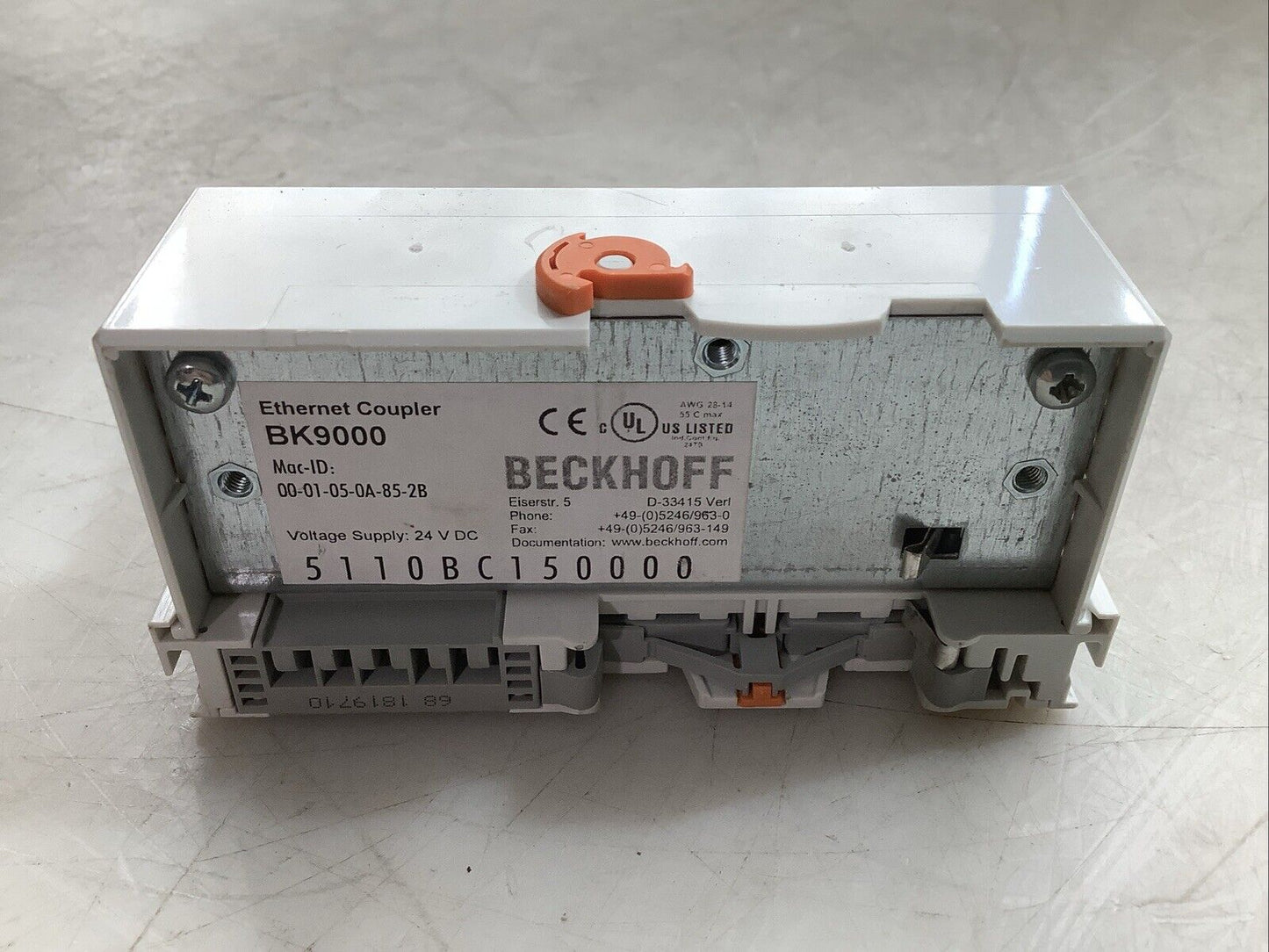 BECKHOFF BK9000 ETHERNET TCP/IP COUPLER 24VDC 64 BUS TERMINAL