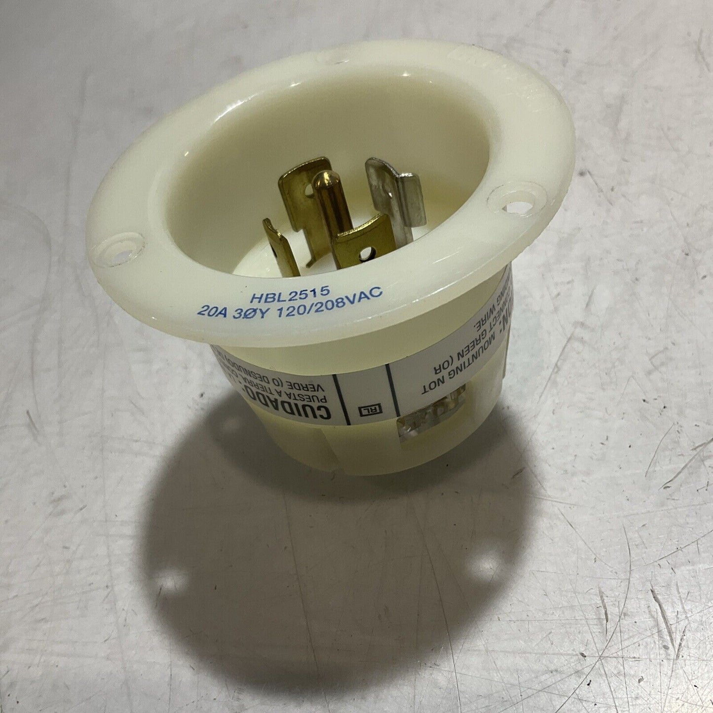 HUBBELL HBL2515 FLANGED INLET 20A 3PHASE 120/208V INSULGRIP TWIST- LOCK U3S