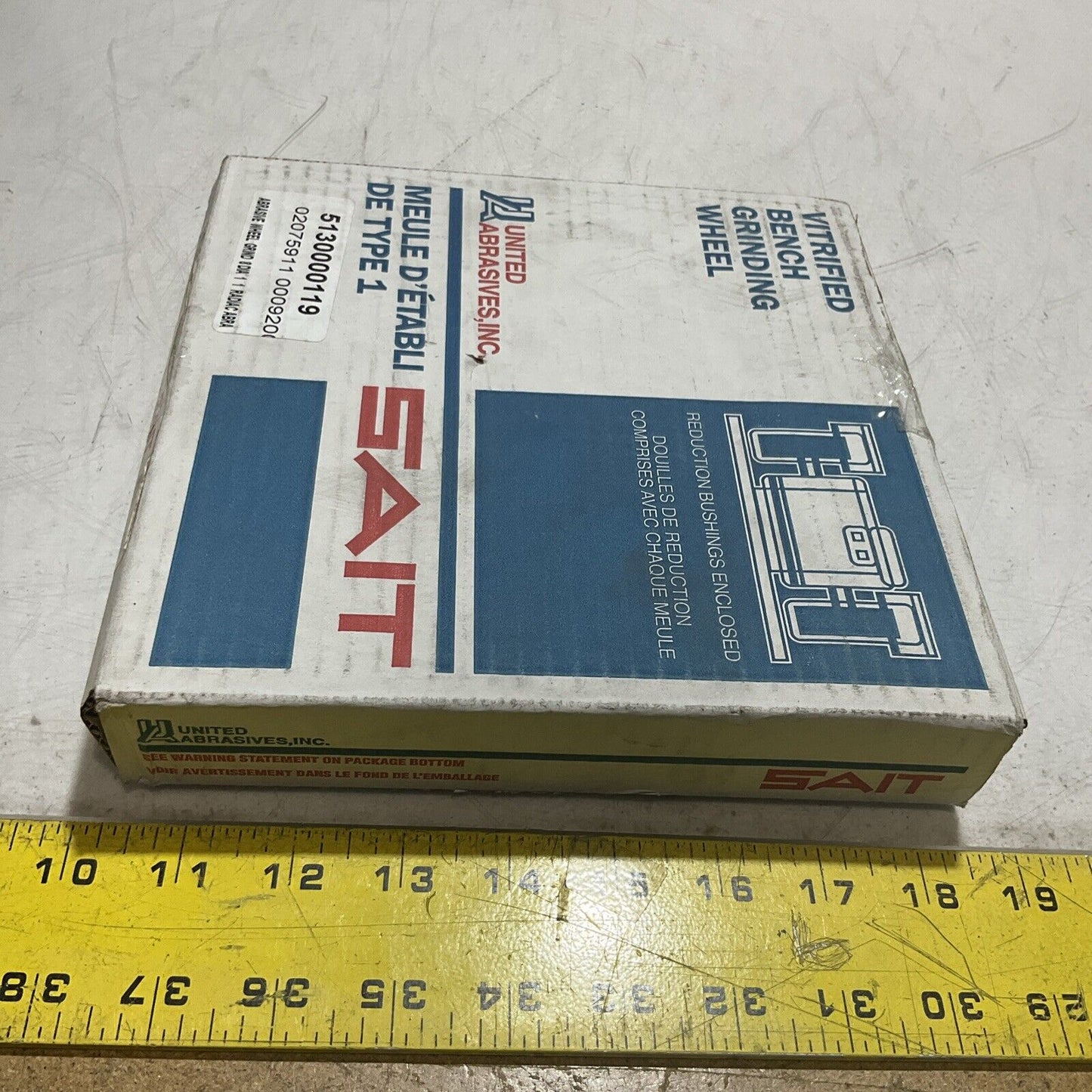 SAIT 28024 TYPE 1 VITRIFIED ABRASIVE BENCH GRINDING WHEEL 8X1X1 A60 METAL 373