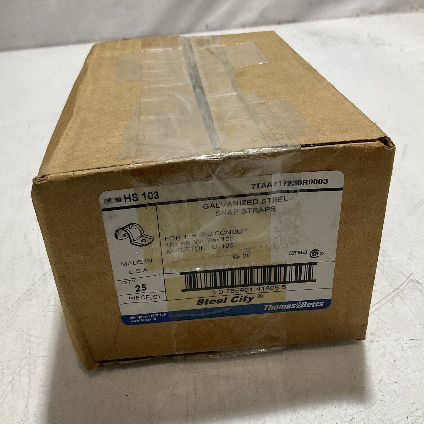 THOMAS&BETTS STEEL CITY HS 103 GALVANIZED STEEL SNAP STRAPS QTY 25 PEICES 222