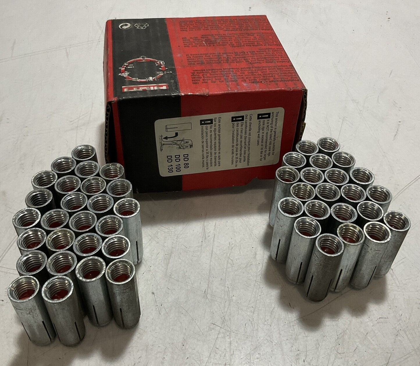 HILTI DD80 DD100 DD130 HDL DROP IN ANCHOR MECHANICAL SIZE 1/2” LOT OF 48 U3S