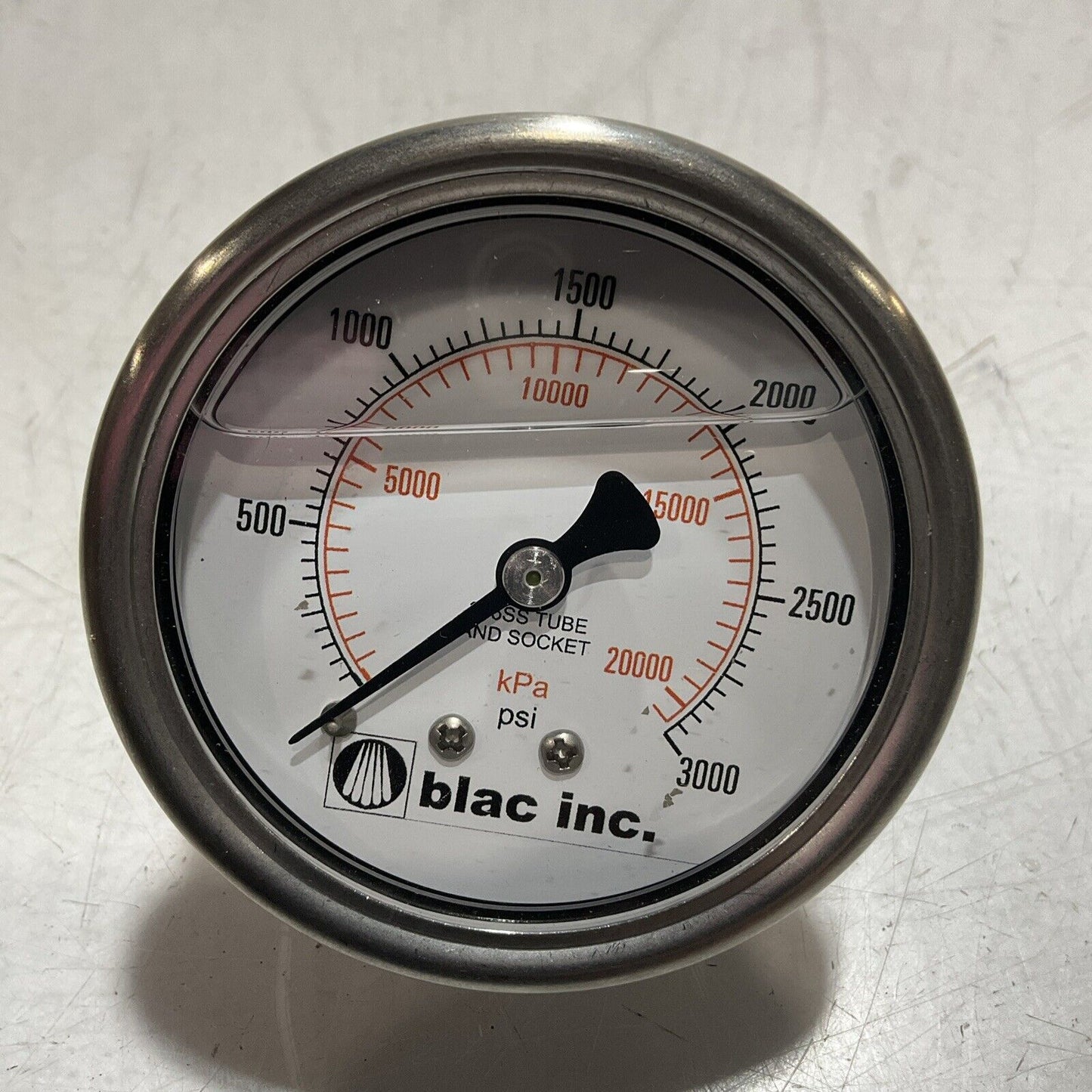 BLAC INC. 00011-P-0155 S25874 PRESSURE. GAUGE LIQUID FILLED 3000PSI U3S