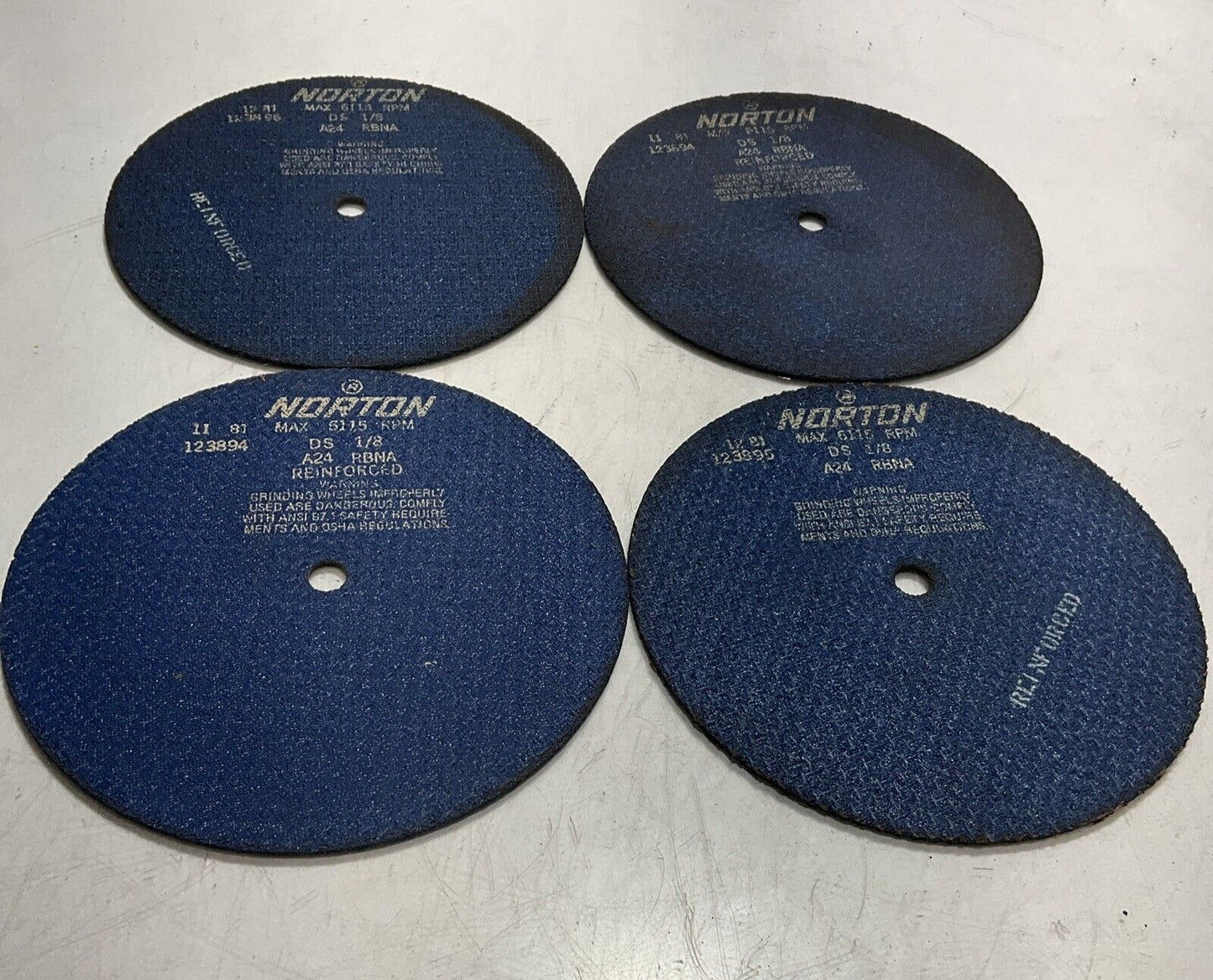 NORTON 123894-123495-96 GRINDING & CUTTING WHEELS MAX 5115 RPM DS 1/8 QTY4 U3S