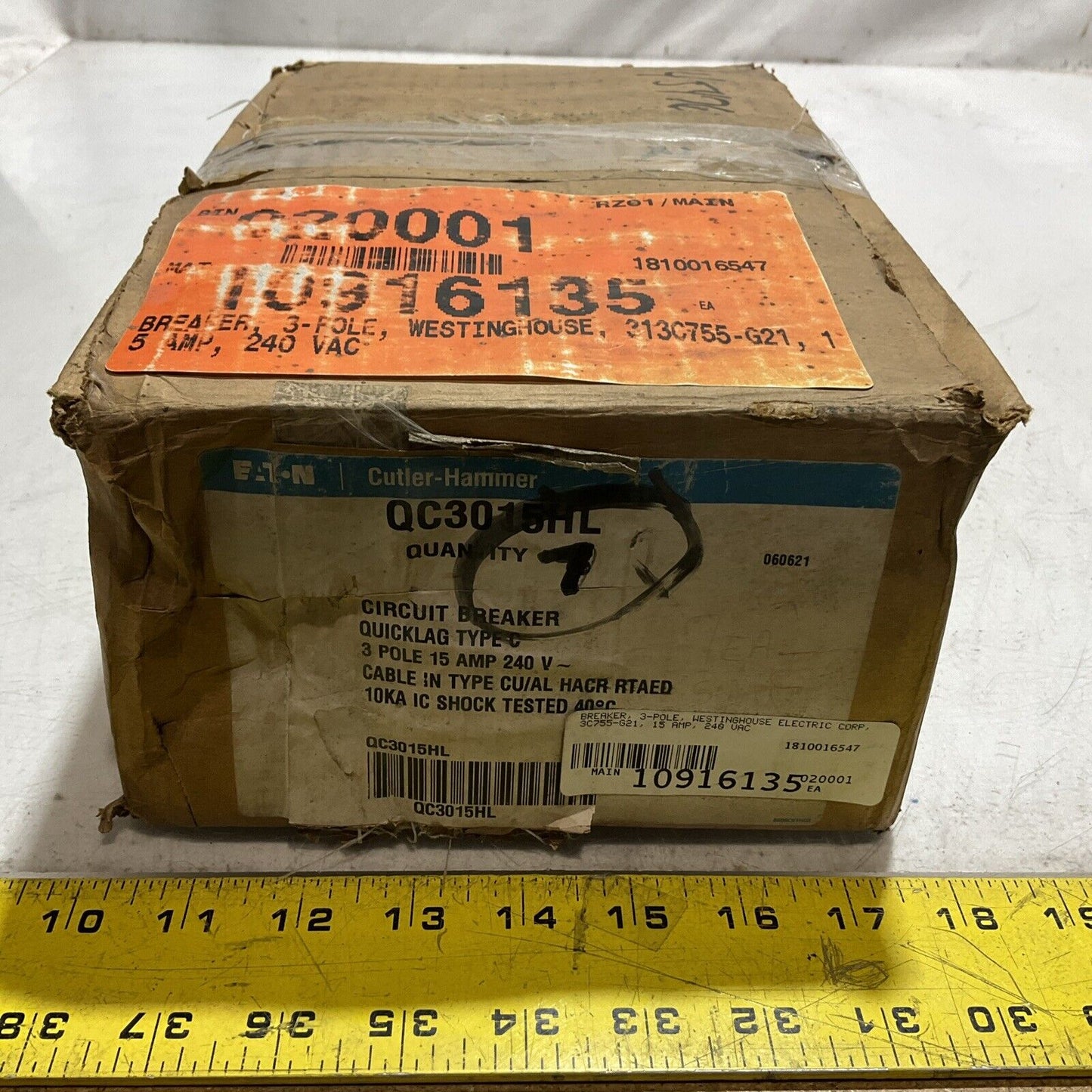 CUTLER-HAMMER QC3015HL CIRCUIT BREAKER QUICKLAG 3 POLE 15AMP 250V QTY 7 U3S