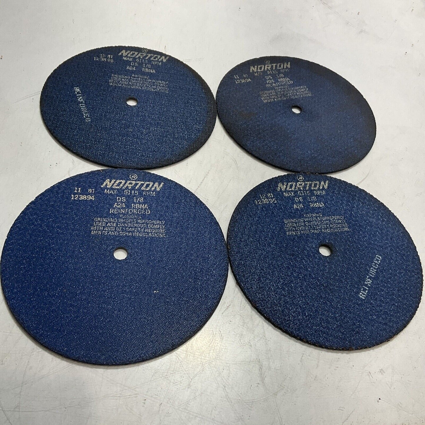 NORTON 123894-123495-96 GRINDING & CUTTING WHEELS MAX 5115 RPM DS 1/8 QTY4 U3S