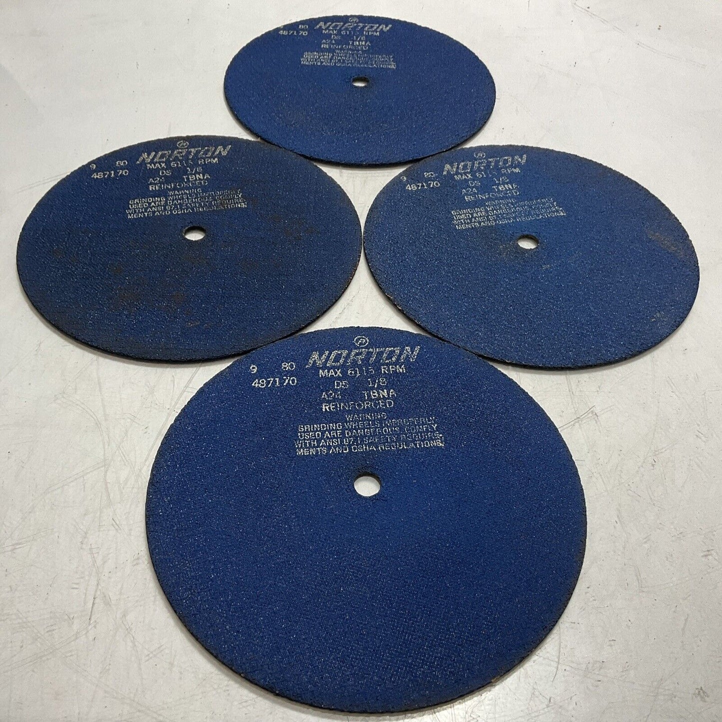 NORTON ABRASIVES 487170 GRINDING & CUTTING WHEELS MAX 6115 RPM DS 1/8 QTY4 U3S