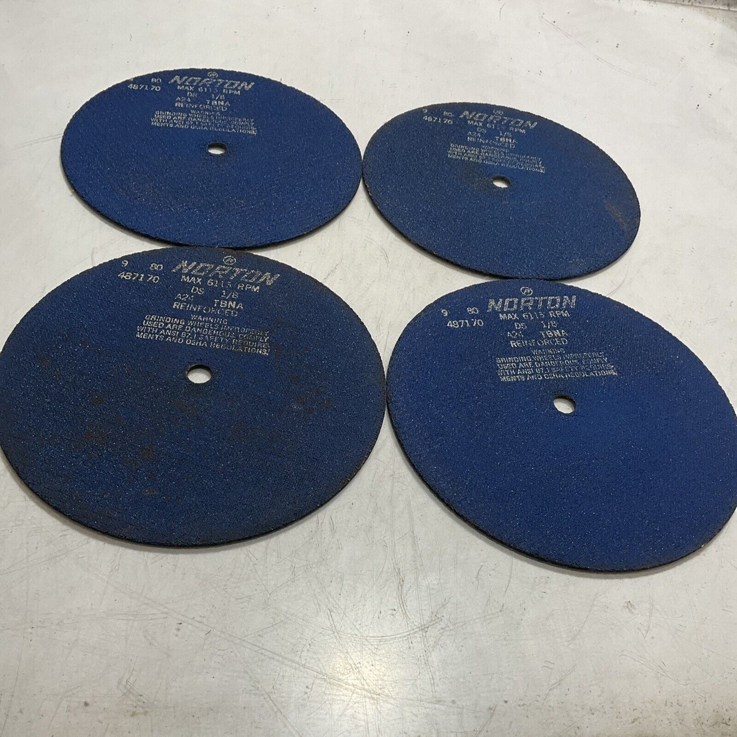 NORTON ABRASIVES 487170 GRINDING & CUTTING WHEELS MAX 6115 RPM DS 1/8 QTY4 U3S