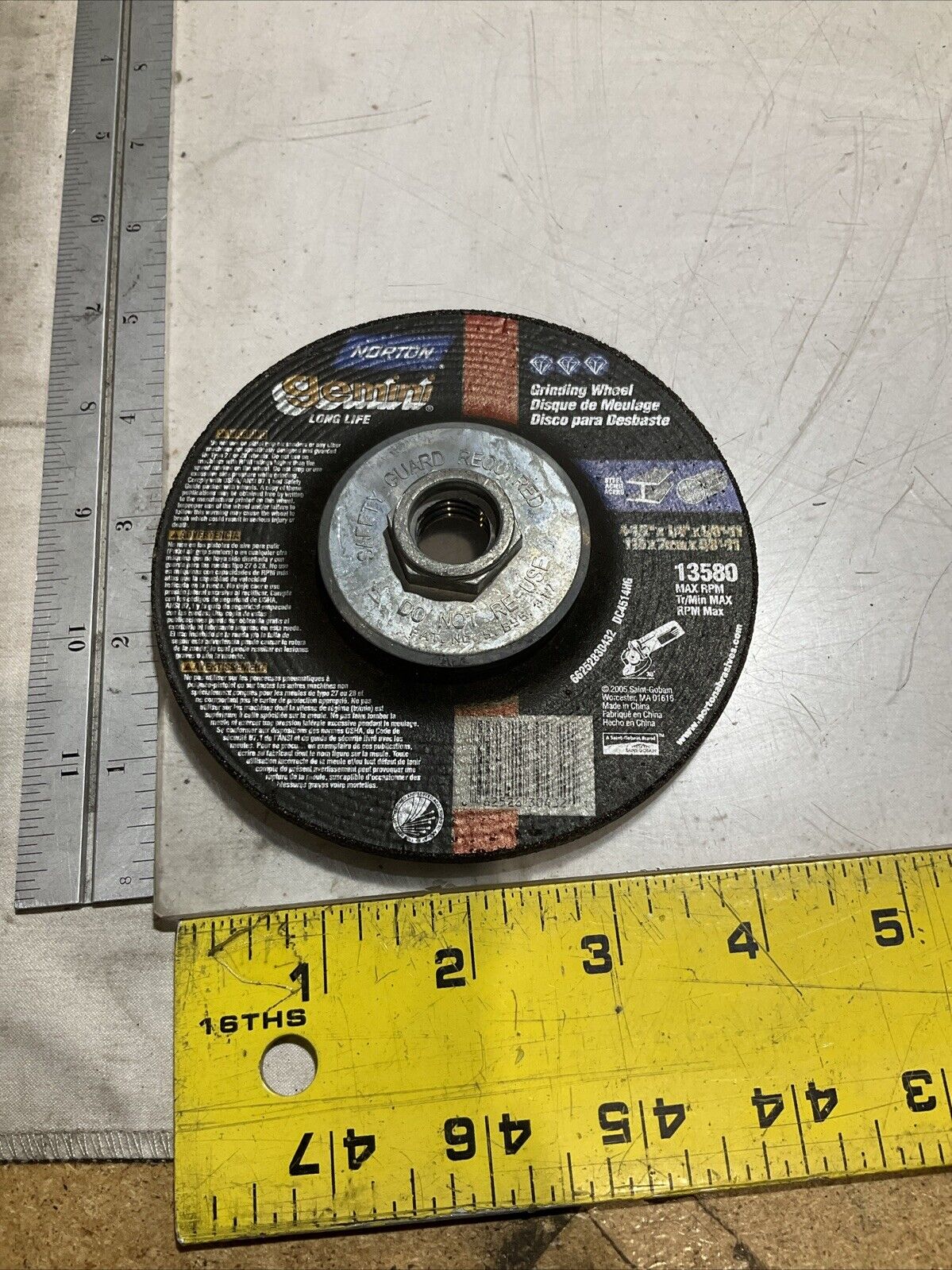 NORTON GEMINI 13580 STAINLESS GRINDING WHEEL 4-1/2X1/4X5/8-11 115X7MM QTY4 U3S