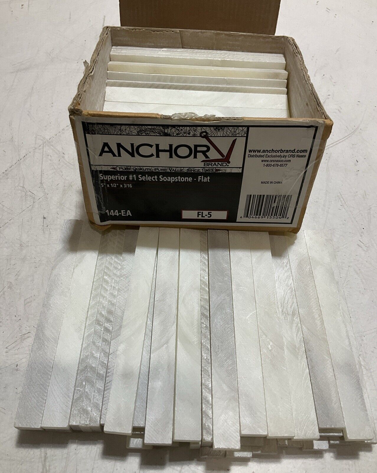 ANCHOR BRAND FL-5 WHITE FLAT SOAPSTONE 5X1/2X3/16 LOT OF 144 373