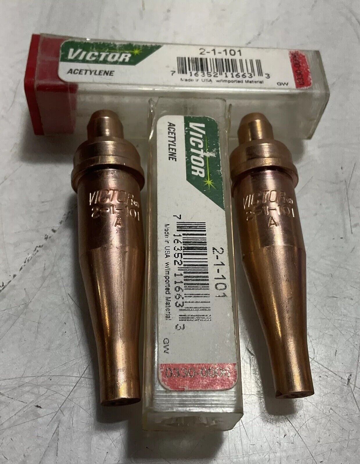 VICTOR 2-1-101A ACETYLENE CUTTING TORCH TIP LOT OF 2 U3S