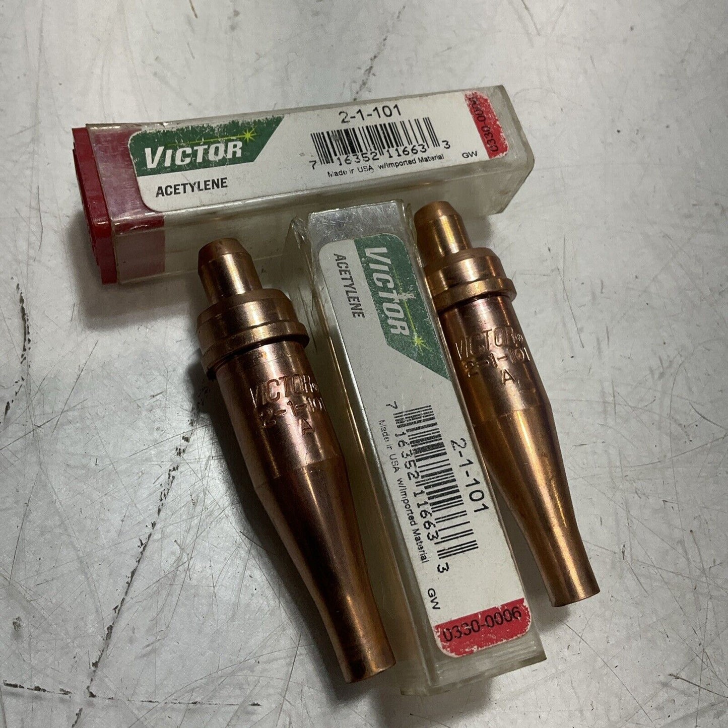 VICTOR 2-1-101A ACETYLENE CUTTING TORCH TIP LOT OF 2 U3S