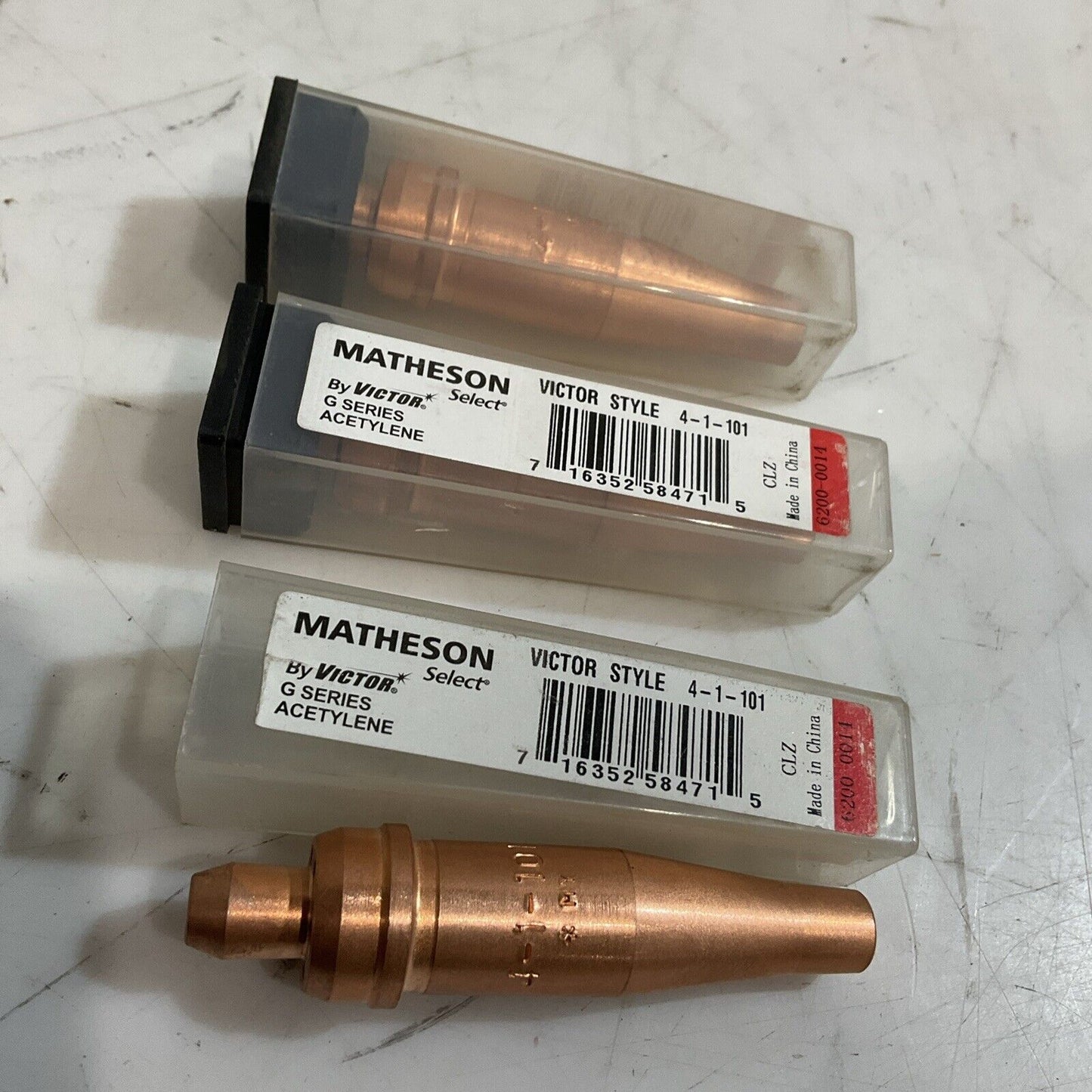 MATHESON -BY- VICTOR 4-1-101 G SERIES ACETYLENE TORCH CUTTING TIP LOT OF 3 U3S