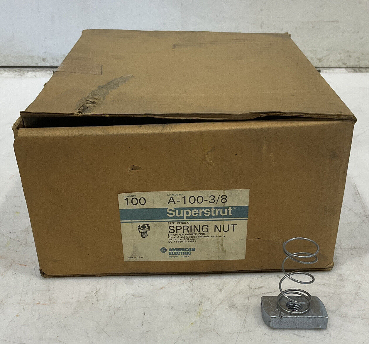 SUPERSTRUT A-100-3/8 SPRING NUT STEEL LOT OF 100 476