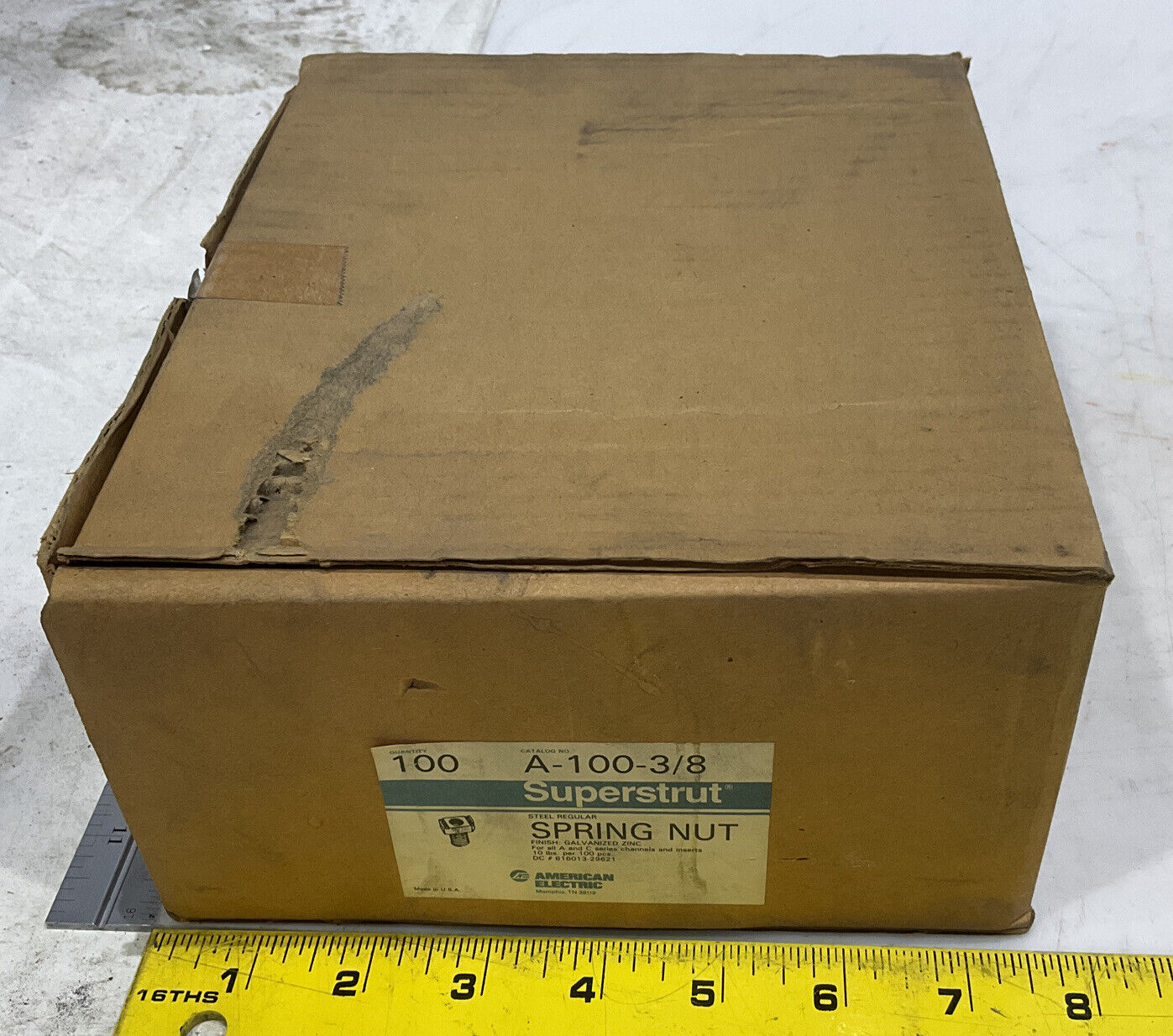 SUPERSTRUT A-100-3/8 SPRING NUT STEEL LOT OF 100 476