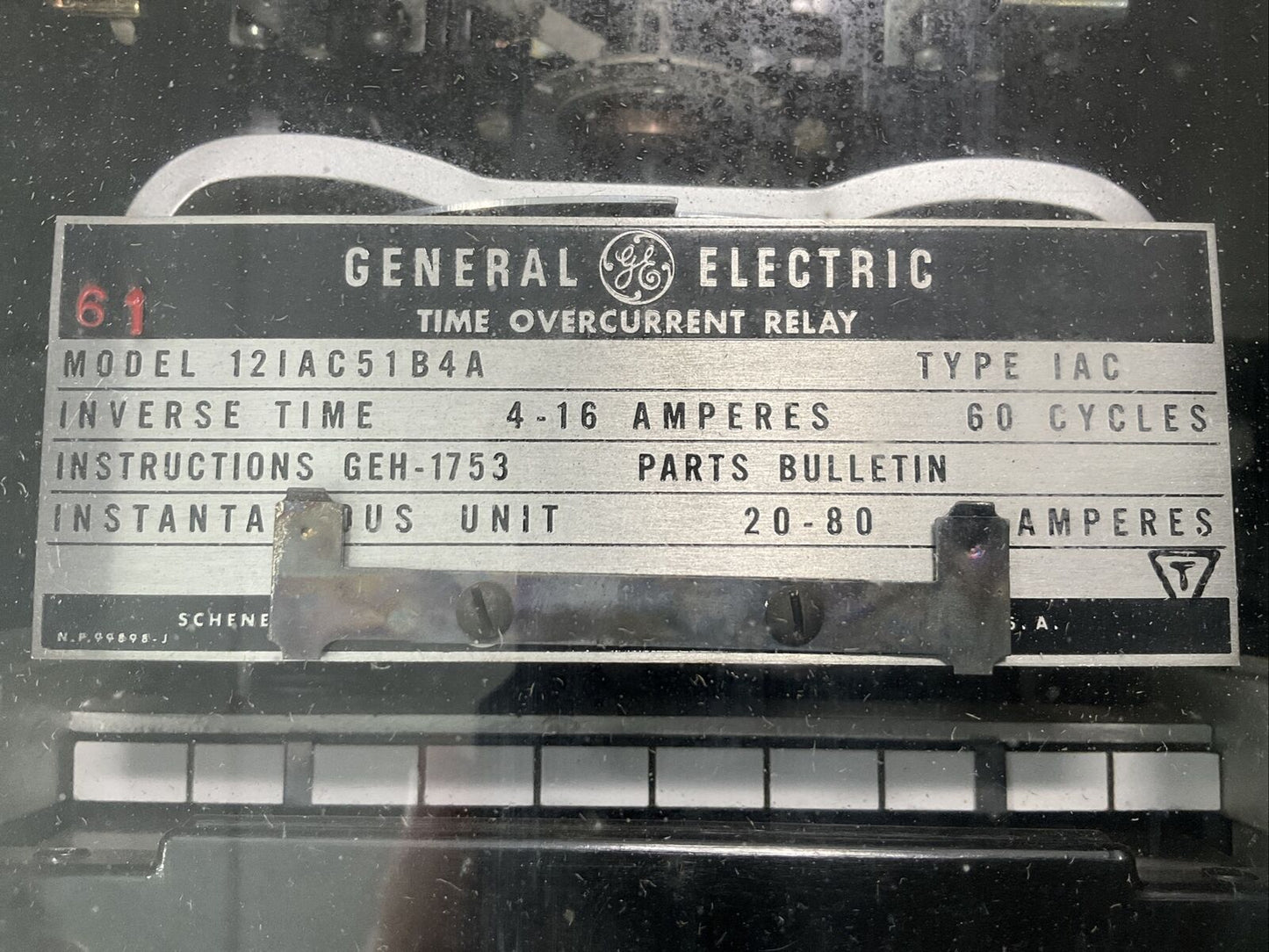 GENERAL ELECTRIC 12IAC51B4A TIME OVERCURRENT RELAY 222