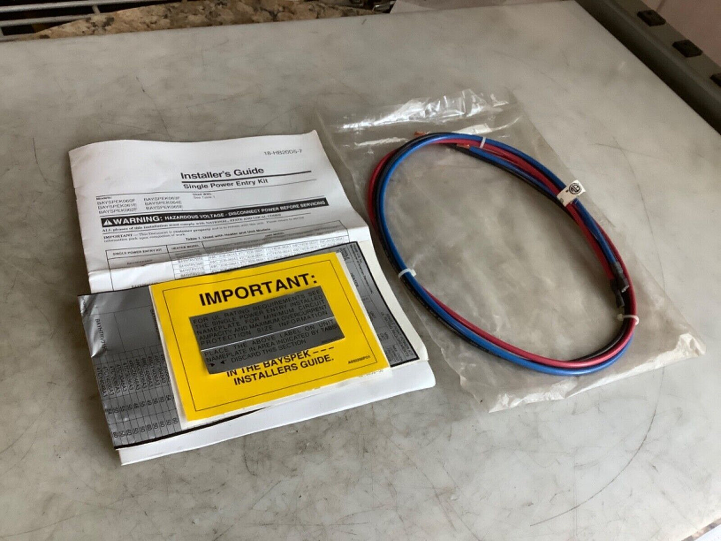 TRANE 3059934 BAYSPEK061E SINGLE POWER ENTRY KIT 222