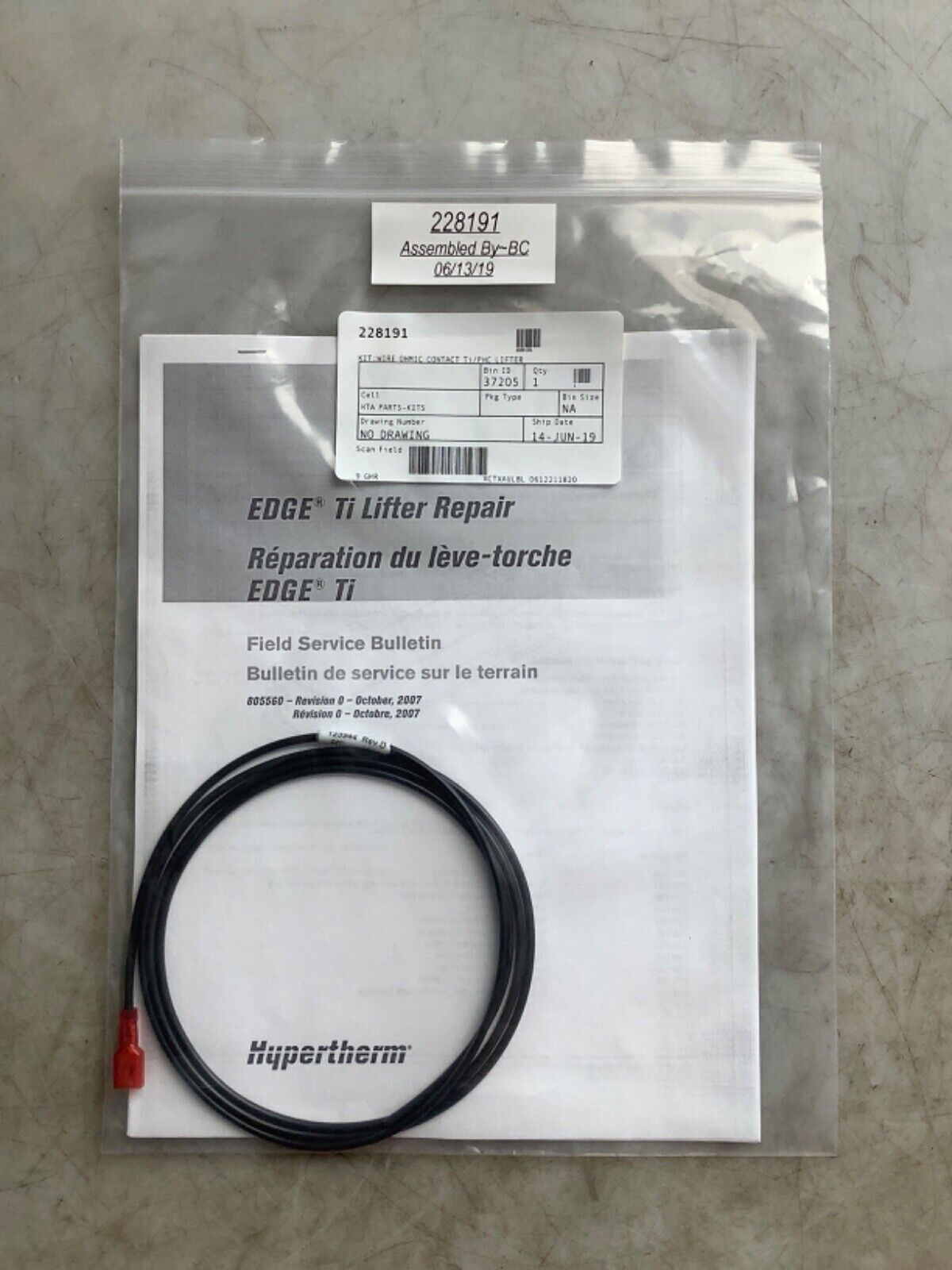 HYPERTHERM 228191 123944 WIRE OHMIC CONTACT TI/PHC LIFTER KIT 222
