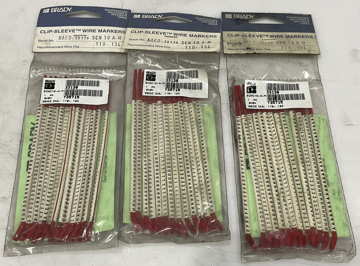 BRADY SCNC 10-A-M CLIP-SLEEVE WIRE MARKERS LOT OF 3 476