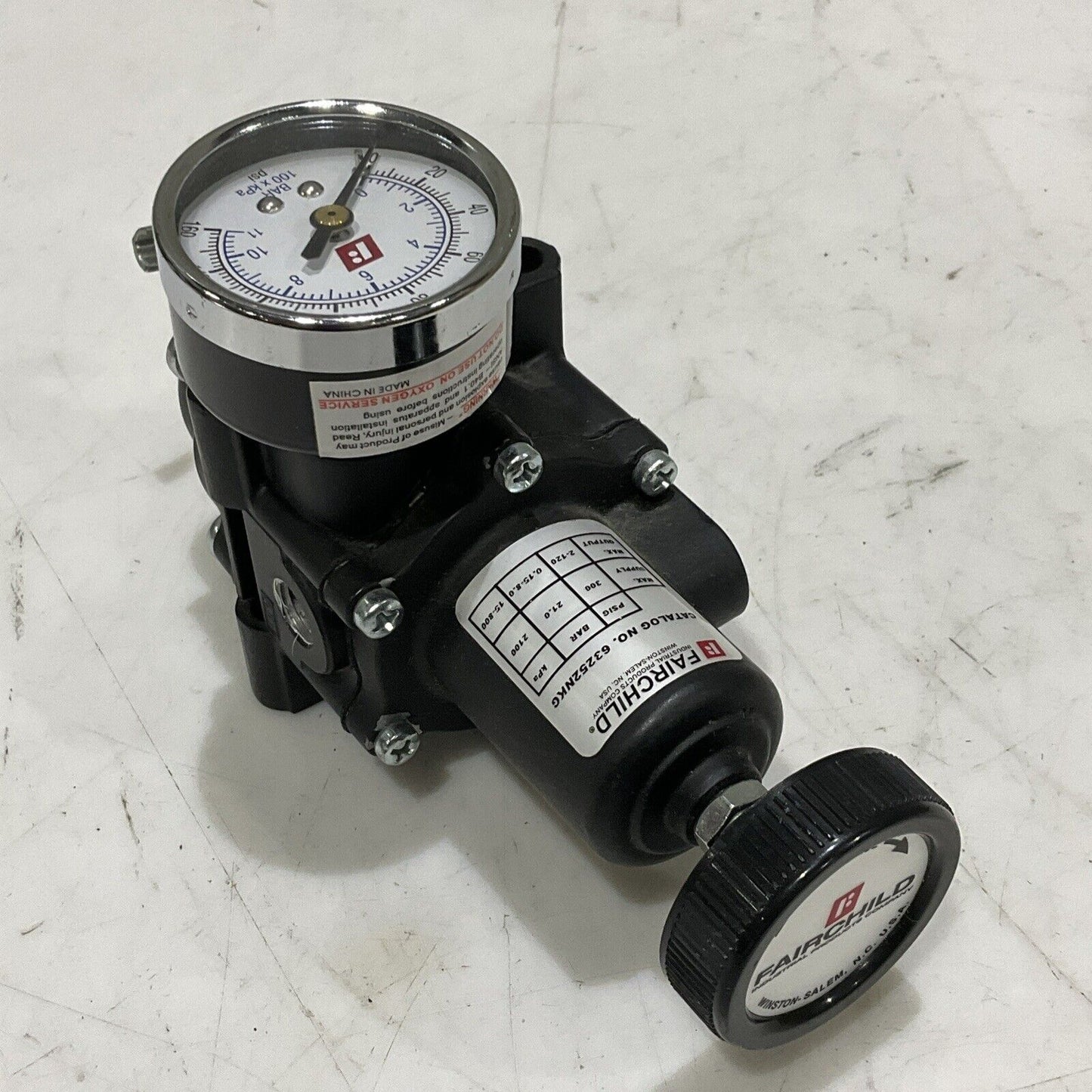 FAIRCHILD 63252NKG PNEUMATIC FILTER REGULATOR 63 300 PSIG 21 BAR 2100 KPA P7P