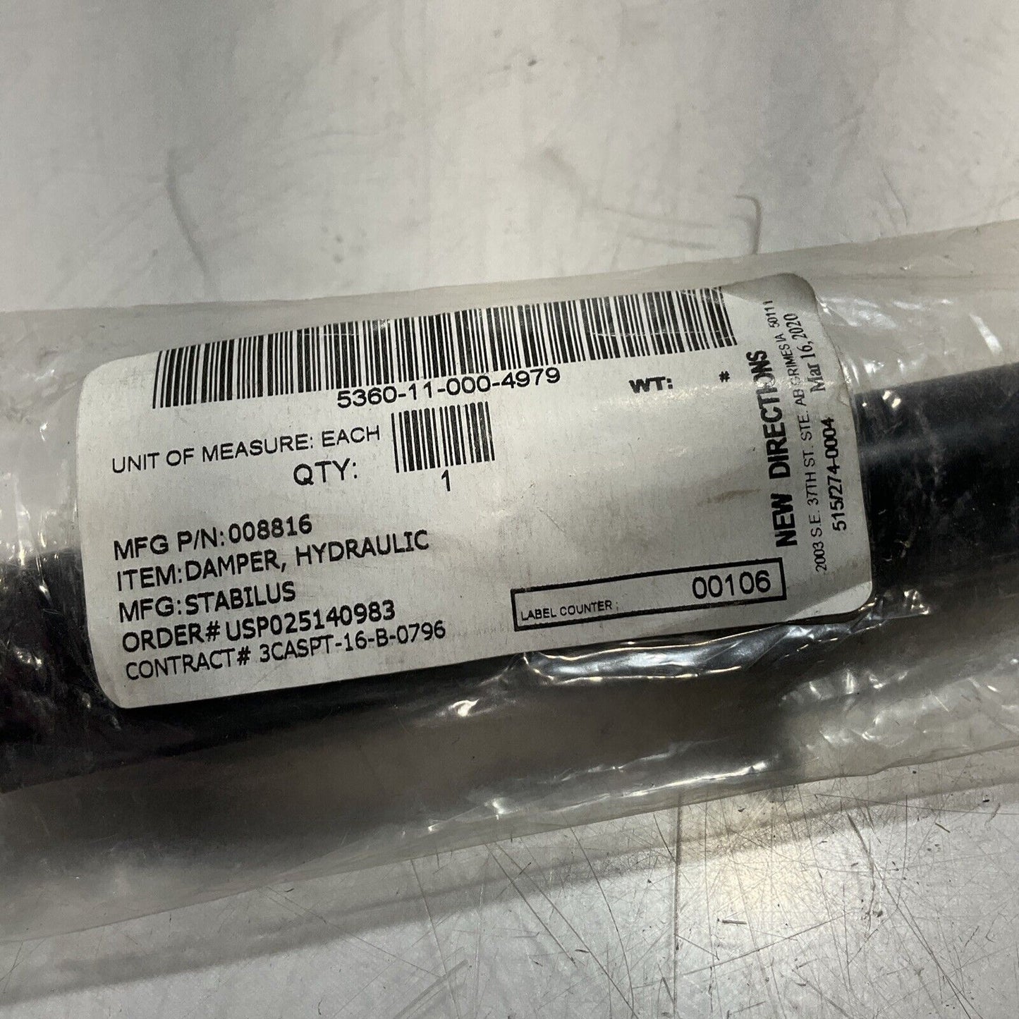 STABILUS STAB-0-SHOC 008816 063/20B3 HYDRAULIC DAMPER U3S
