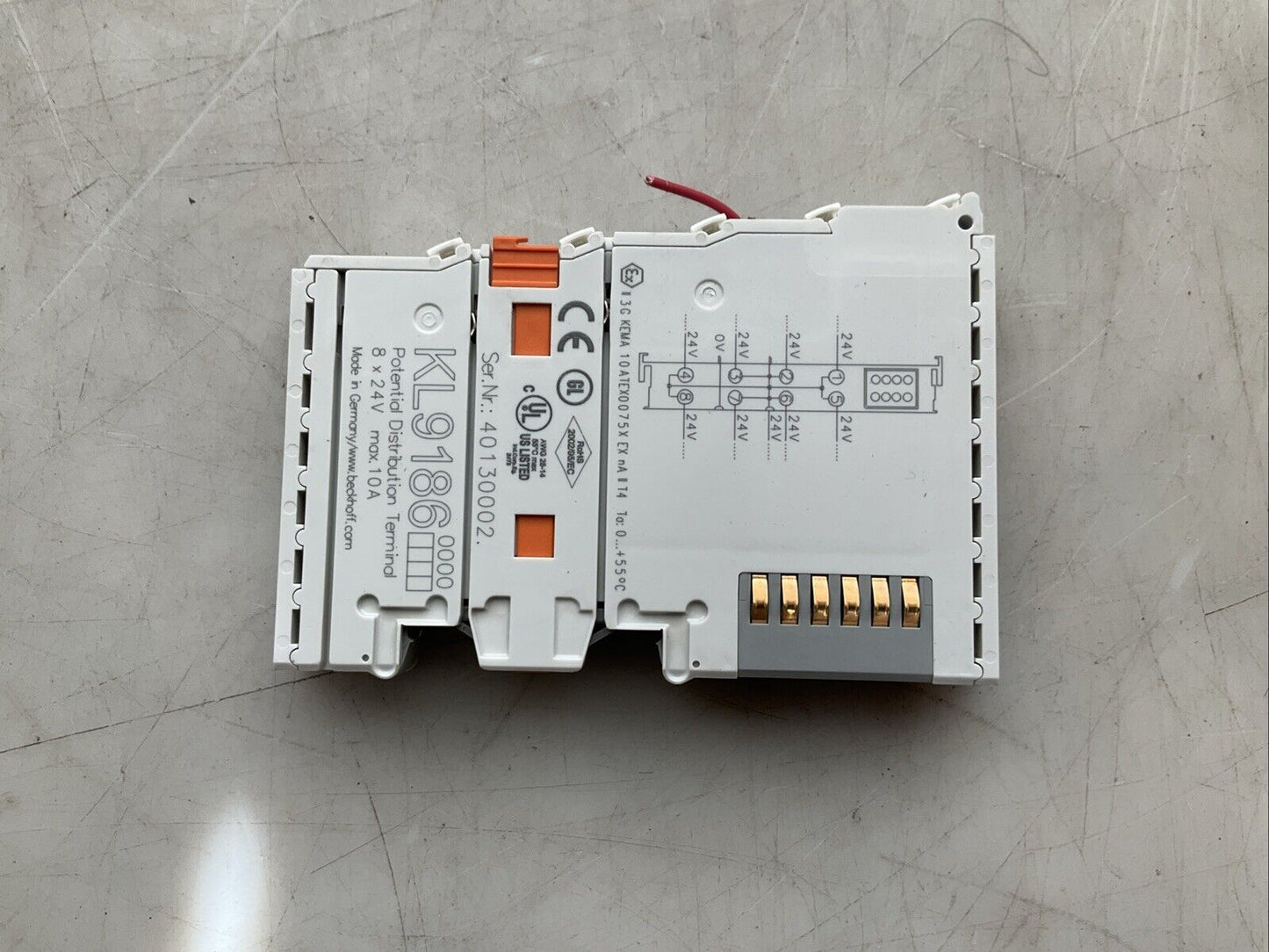 BECKHOFF KL9186 POTENTIAL DISTRIBUTION TERMINAL 24VDC 8 OUTPUTS