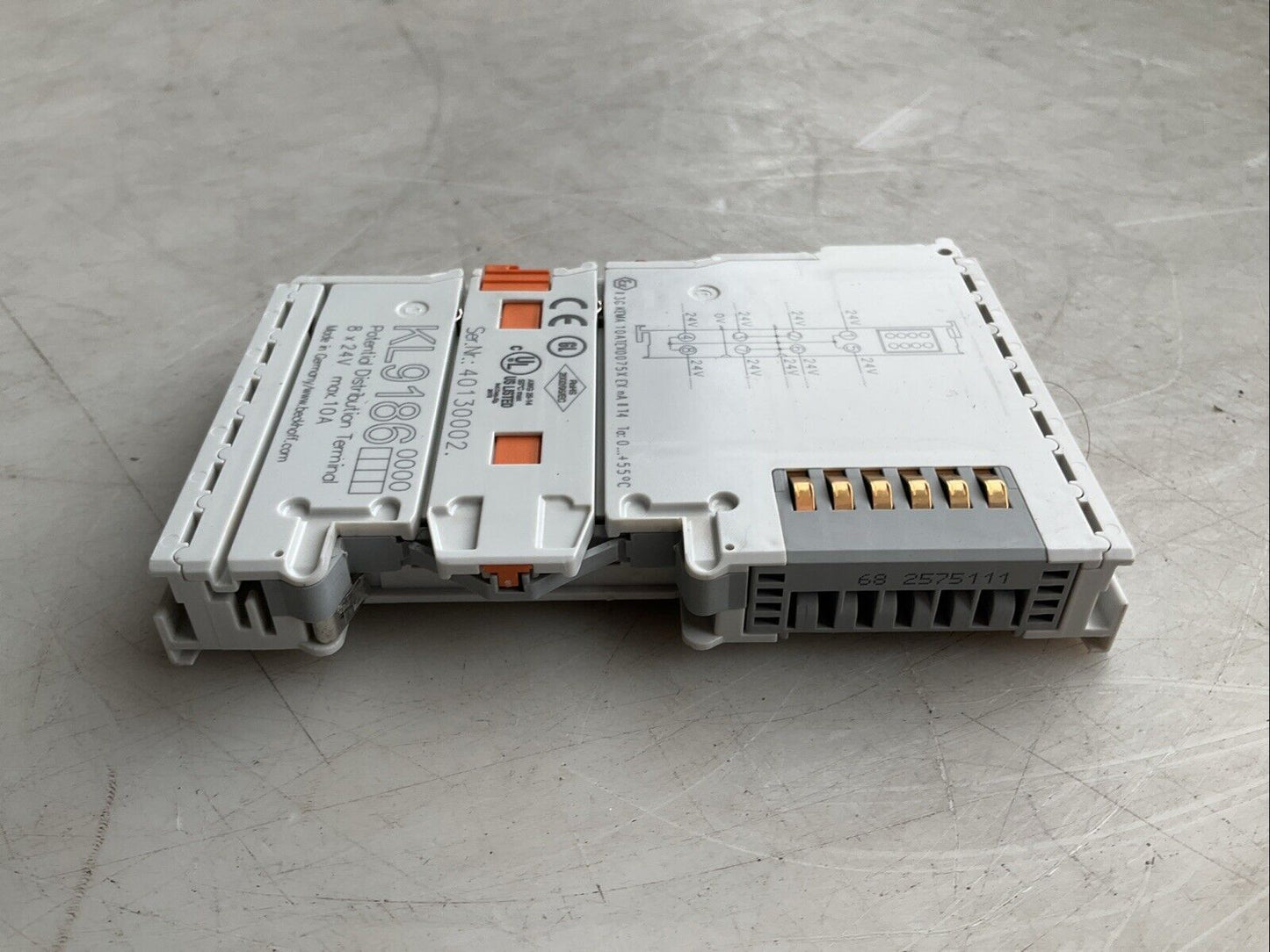 BECKHOFF KL9186 POTENTIAL DISTRIBUTION TERMINAL 24VDC 8 OUTPUTS