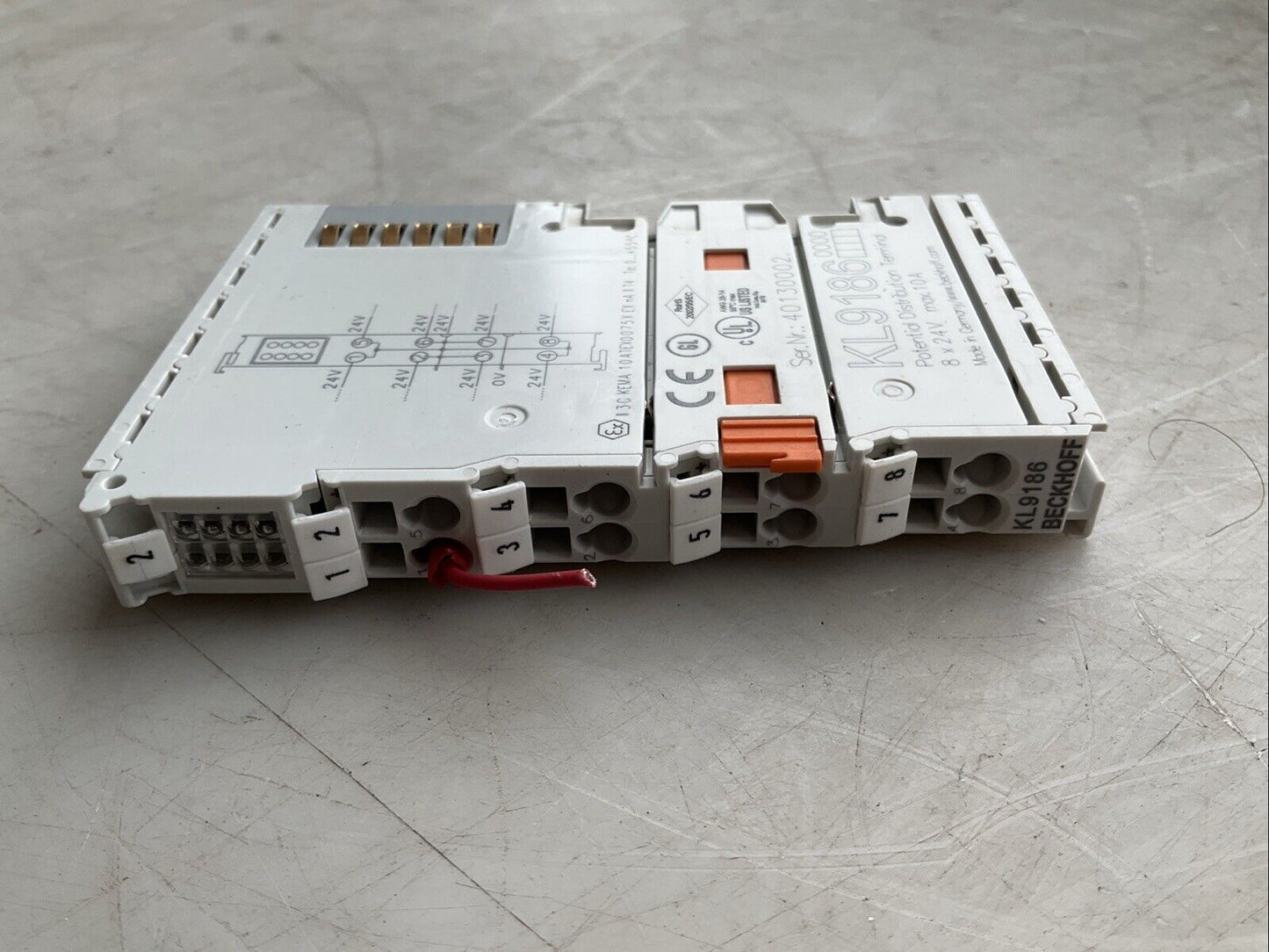 BECKHOFF KL9186 POTENTIAL DISTRIBUTION TERMINAL 24VDC 8 OUTPUTS