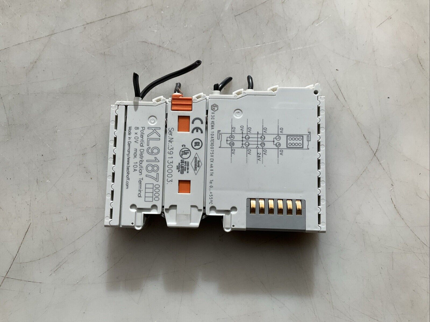 BECKHOFF KL9187 POTENTIAL DISTRIBUTION TERMINAL 8 X 0V 10A
