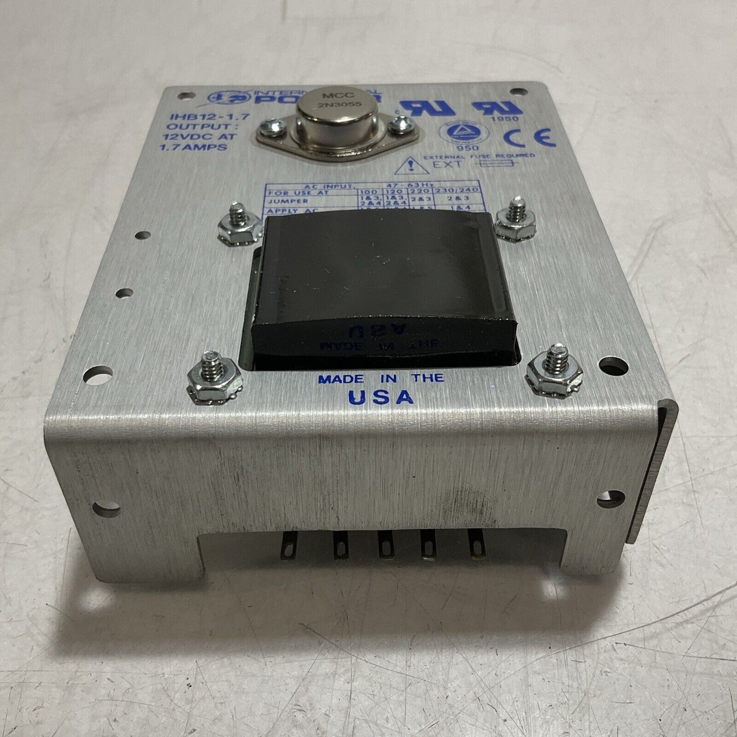 INTERNATIONAL POWER IHB12-1.7 POWER SUPLy REGULATOR 12VDC AT 1.7AMPS U3S