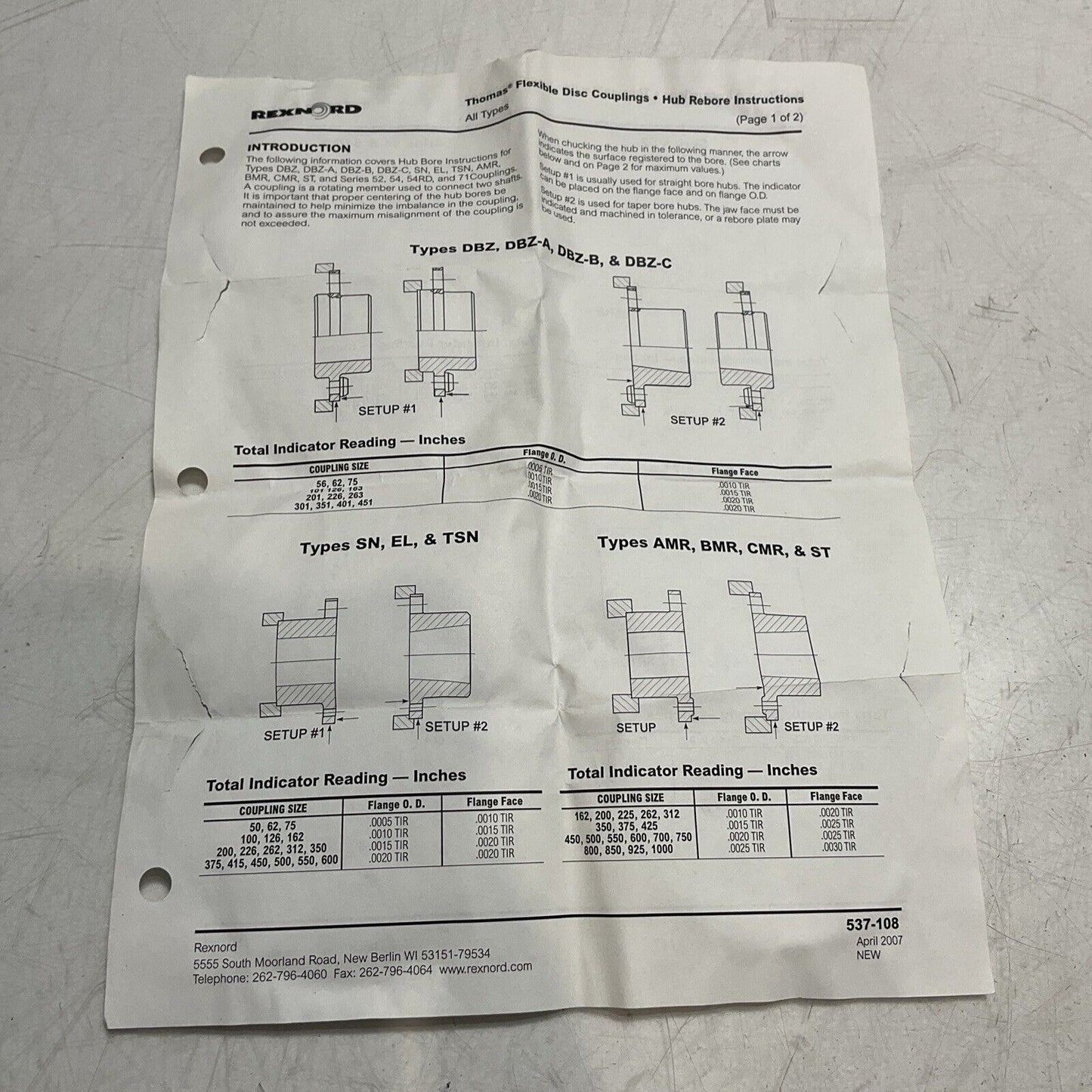 REXNORD 10027544 201.DBZ.HUB RB RMKD 15/16 01144151 HUD COUPLING 201 DBZ U3S