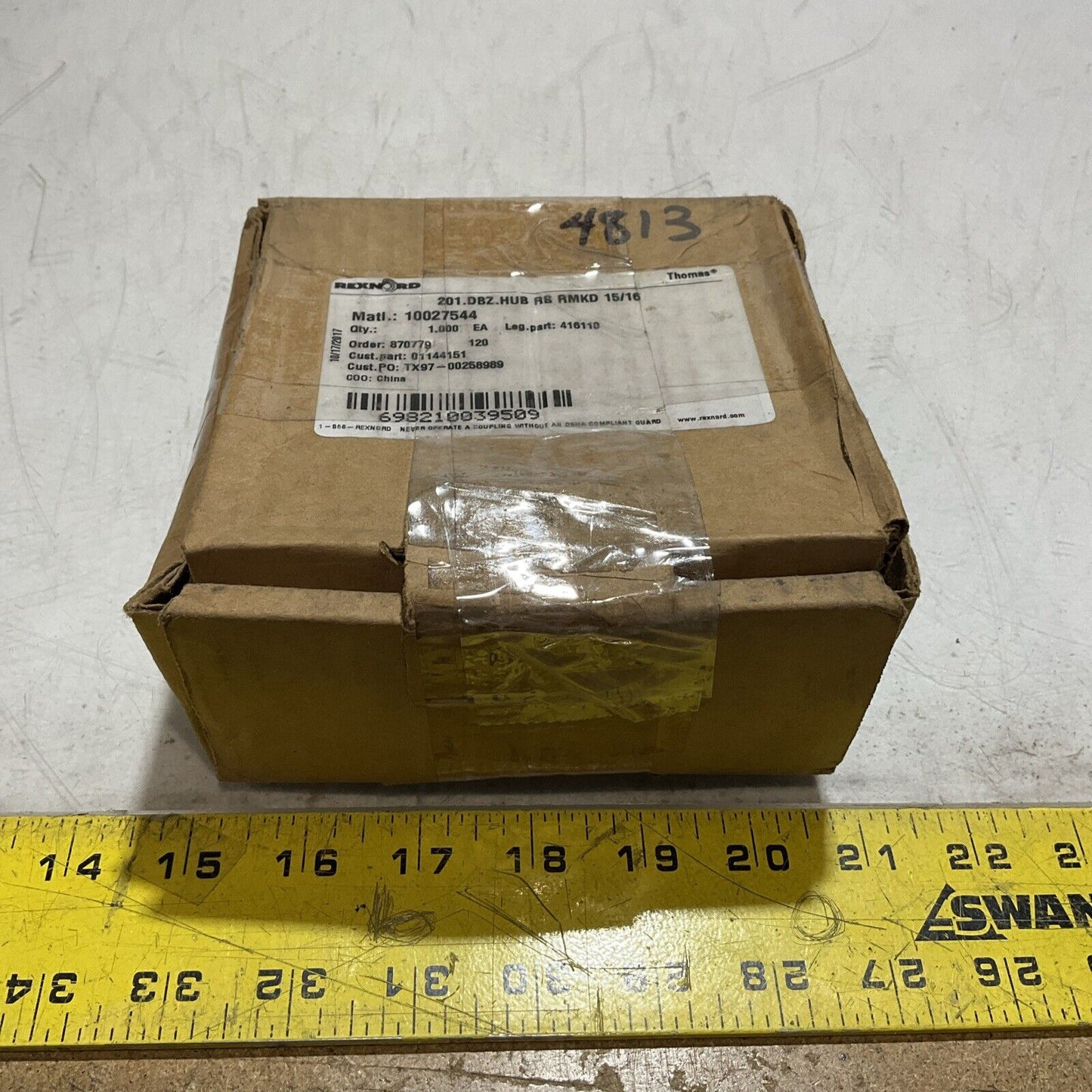 REXNORD 10027544 201.DBZ.HUB RB RMKD 15/16 01144151 HUD COUPLING 201 DBZ U3S