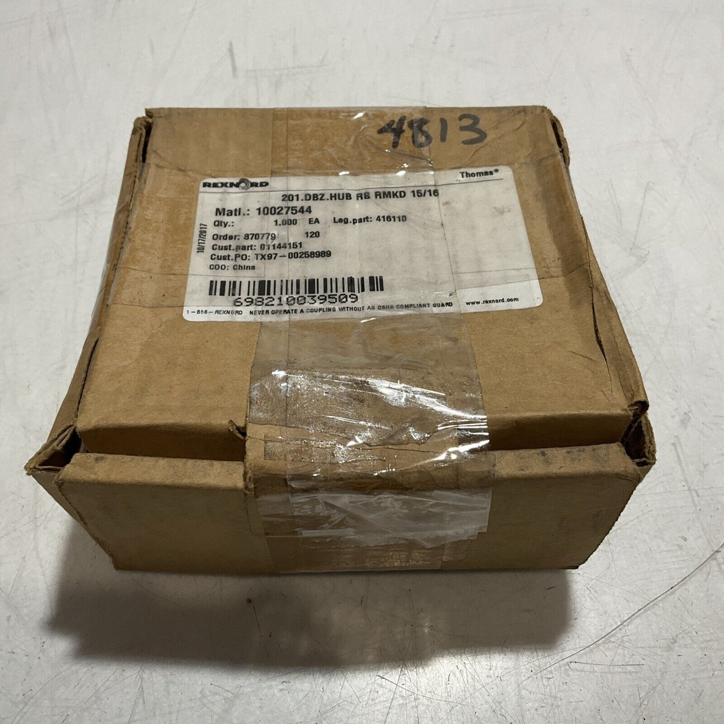 REXNORD 10027544 201.DBZ.HUB RB RMKD 15/16 01144151 HUD COUPLING 201 DBZ U3S