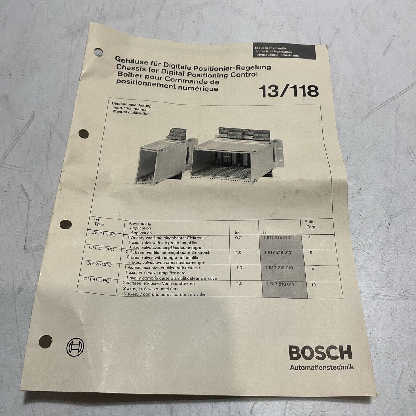 BOSCH 1817218012 DPC AXIS CHASSIS RACK U3S