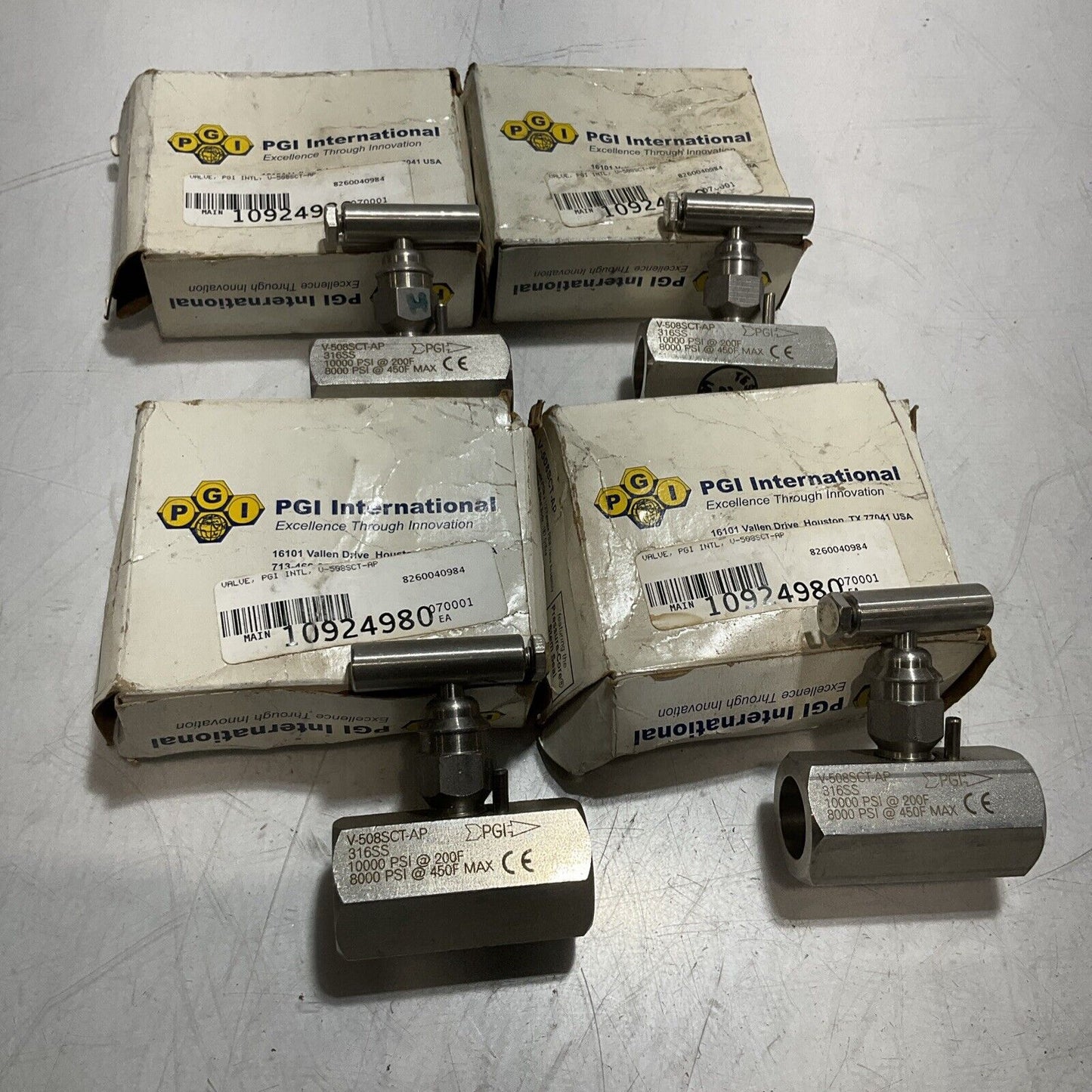 PGI INTERNATIONAL V-508SCT -AP HANDLE VALVE 316SS 8000PSI 450F MAX QTY 4 1/2 U3S
