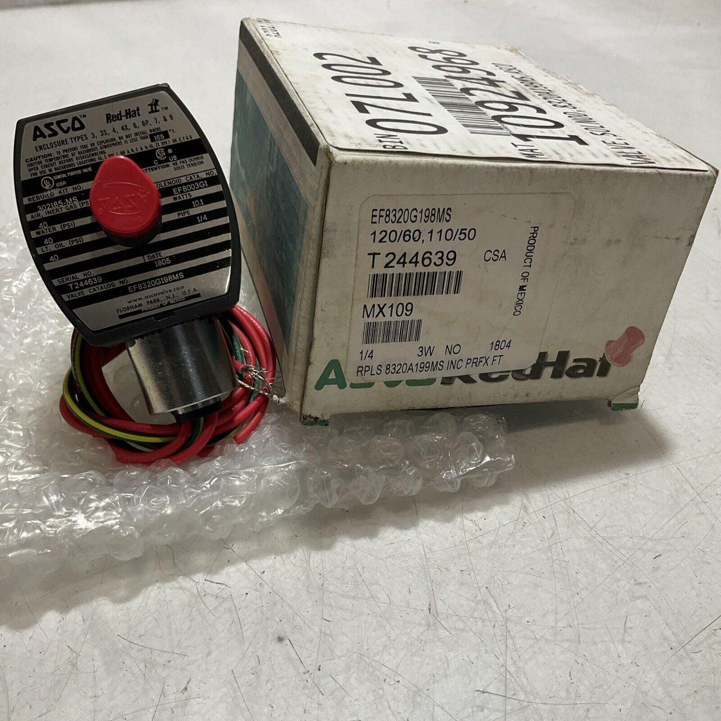 ASCO REDHAT EF8320G198MS BRASS SOLENOID 1/4 3W VALVE U3S