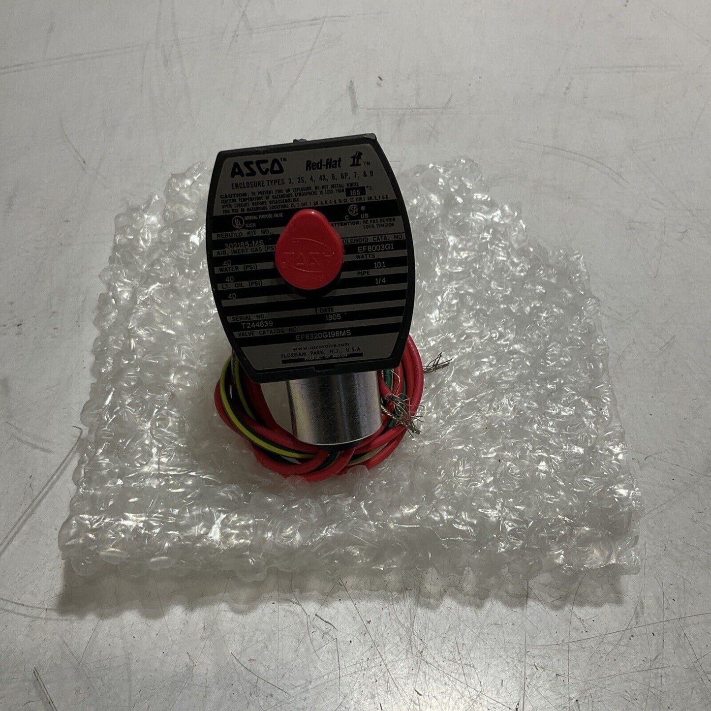 ASCO REDHAT EF8320G198MS BRASS SOLENOID 1/4 3W VALVE U3S