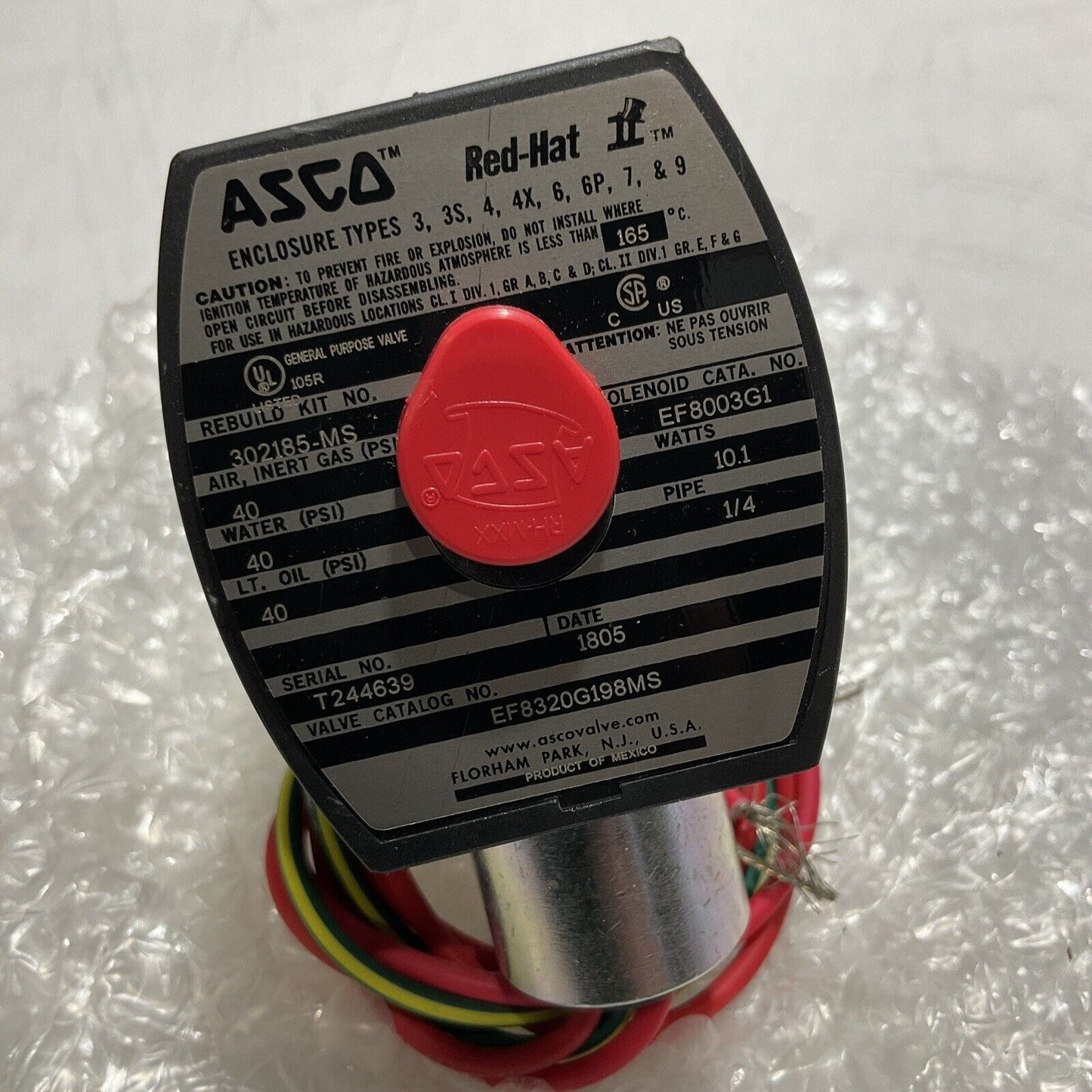 ASCO REDHAT EF8320G198MS BRASS SOLENOID 1/4 3W VALVE U3S
