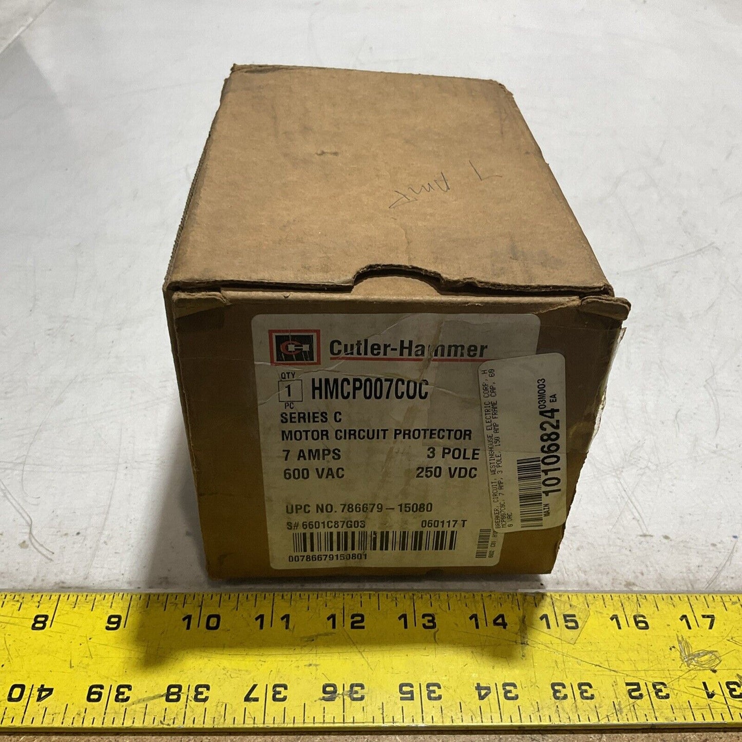 CUTLER-HAMMER HMCP007COC MOTOR CIRCUIT BREAKER PROTECTOR 3POLE 600VAC 7AMPS U3S
