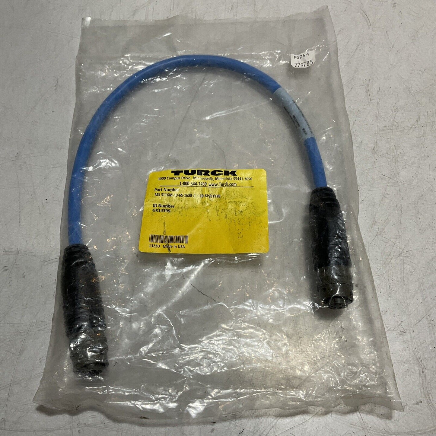 TURCK MS 3116M-10-6S-1688-0.5-10-6P/S1288 ID#UX14399 CABLE ASSEMBLY U3S