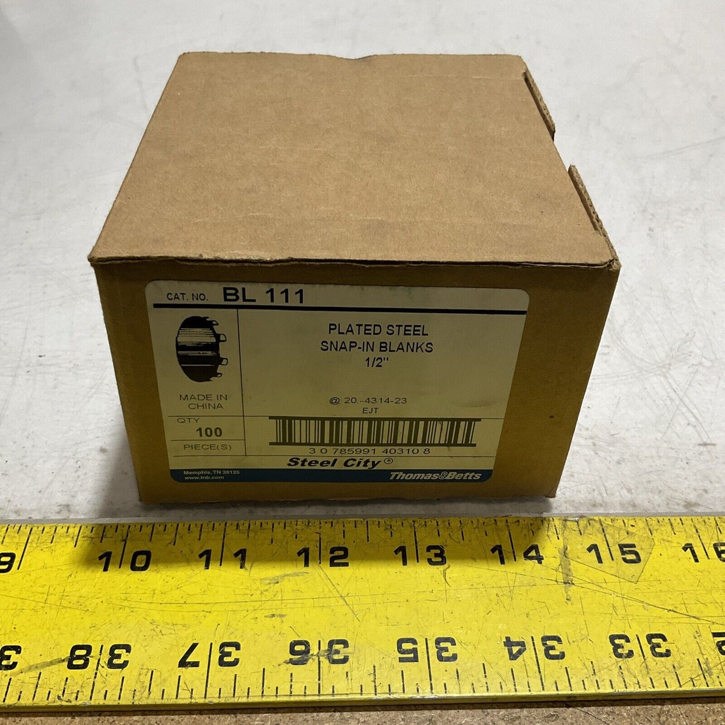 THOMAS&BETTS STEEL CITY BL 111 PLATED STEEL SNAP-IN BLANKS 1/2 QTY 100 PIECE 222