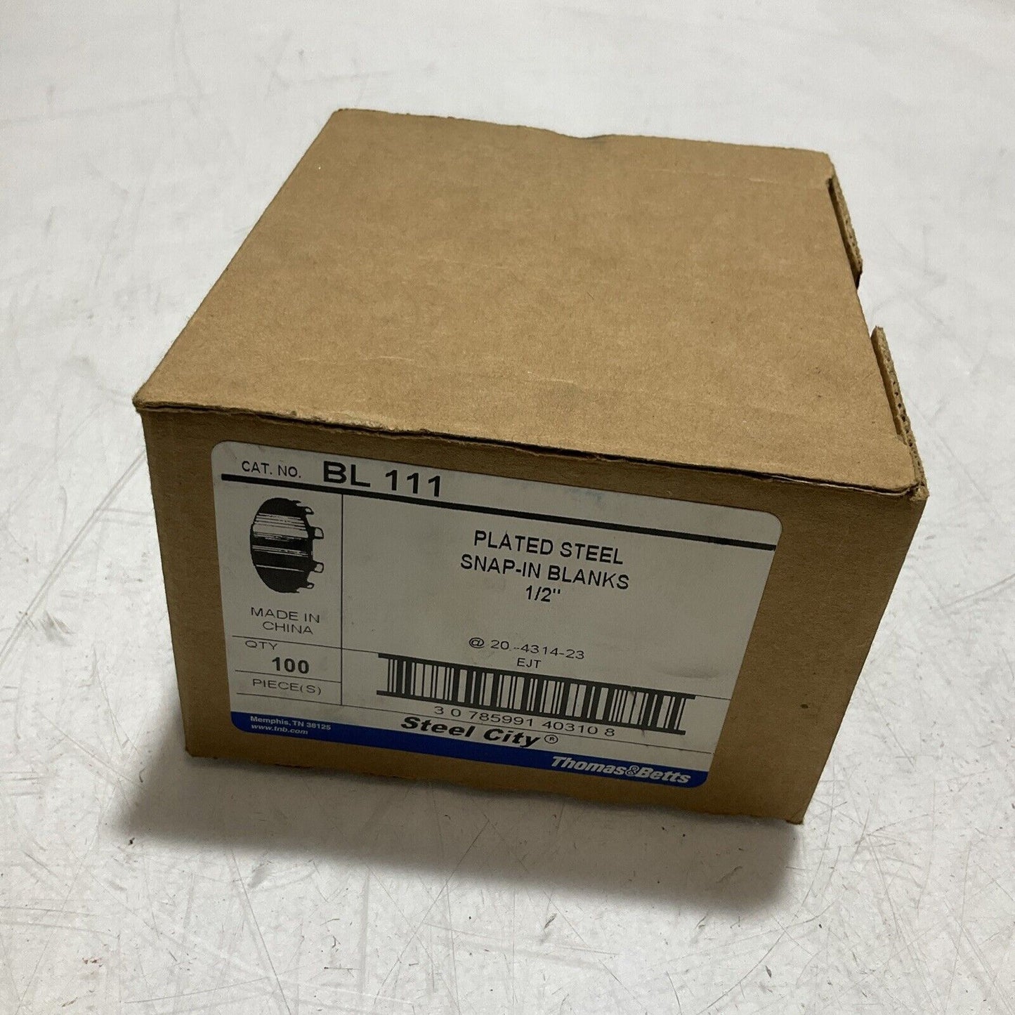 THOMAS&BETTS STEEL CITY BL 111 PLATED STEEL SNAP-IN BLANKS 1/2 QTY 100 PIECE 222